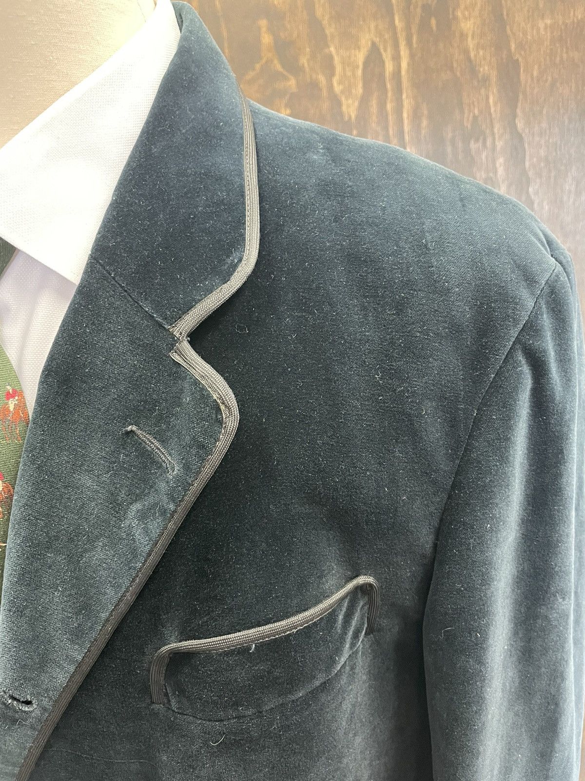 RRL Ralph Lauren × Vintage Ticket Pocket Velvet Smoking Jacket Size 44R - 2 Thumbnail