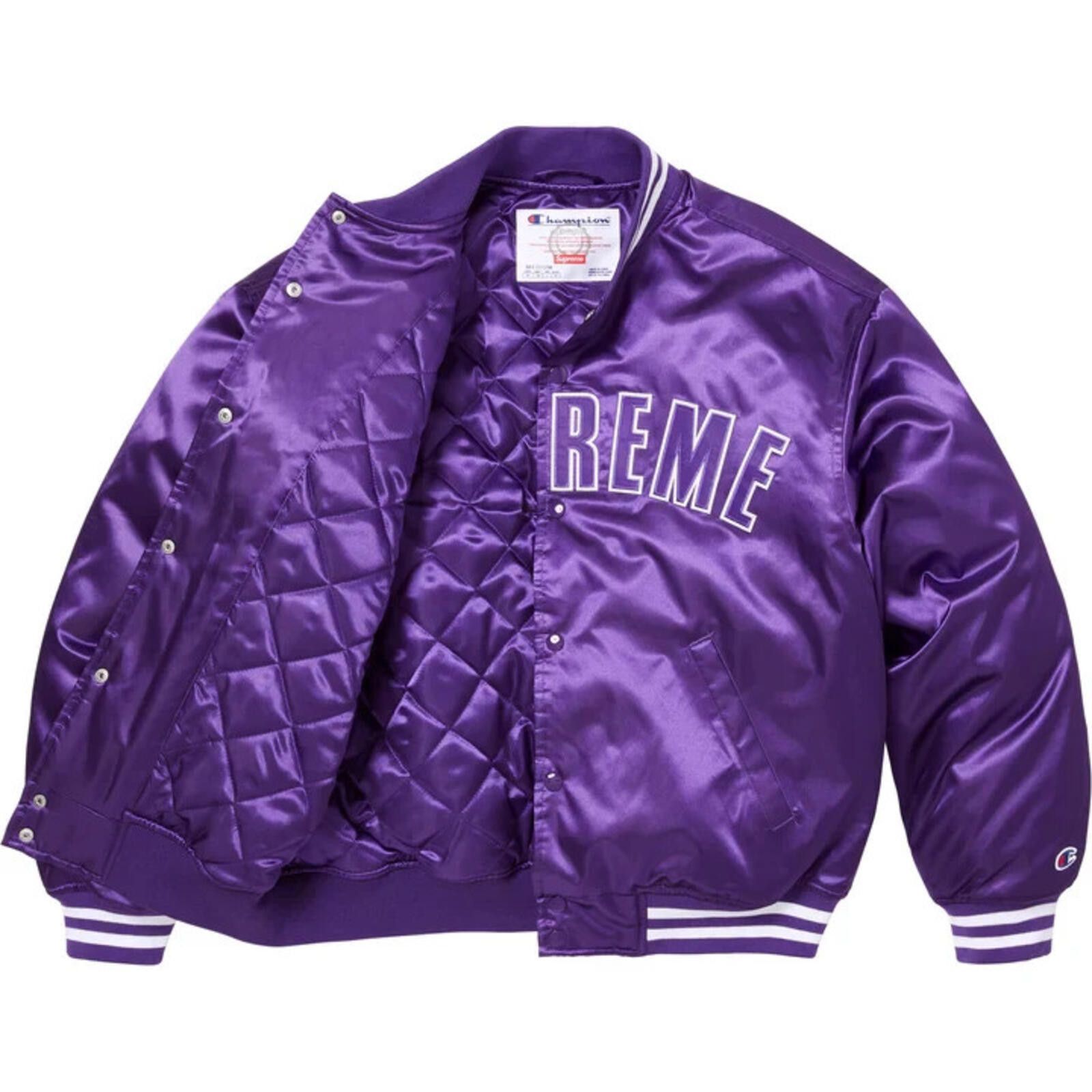 Supreme SS26 Supreme Champion Satin Varsity Jacket Purple XL Size US XL / EU 56 / 4 - 2 Thumbnail