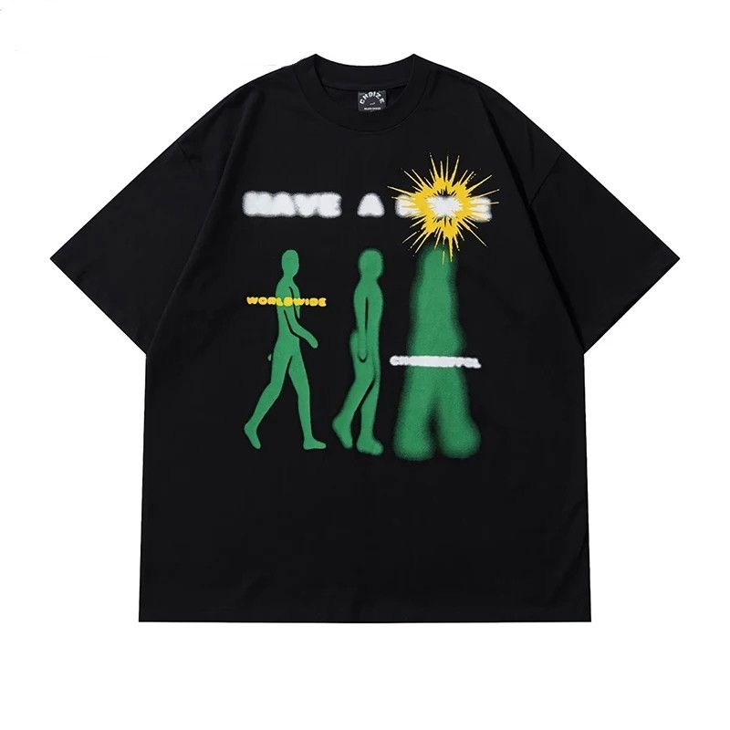 Japanese Brand Have A Nice Blurry Graphic Human Black Tee Size US M / EU 48-50 / 2 - 1 Thumbnail