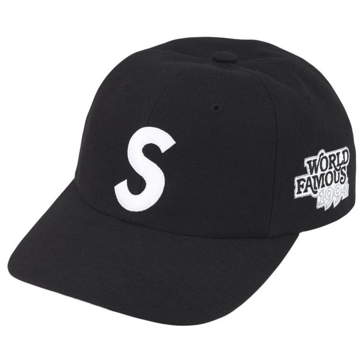 Supreme Supreme world famous s logo 6 panel black and red | Grailed
