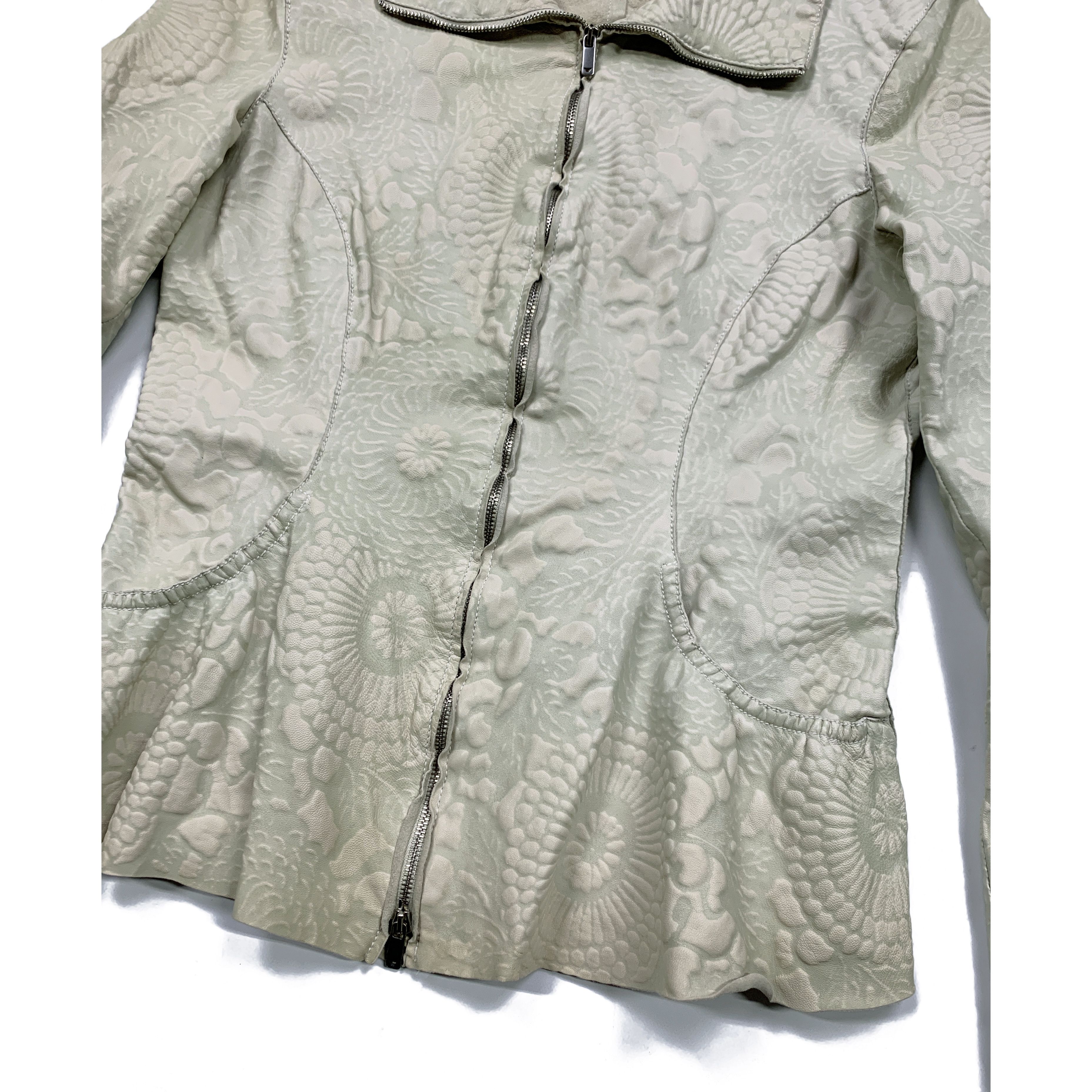 Armani × Emporio Armani 00s Floral Textured Leather Jacket Size M / US 6-8 / IT 42-44 - 7 Thumbnail