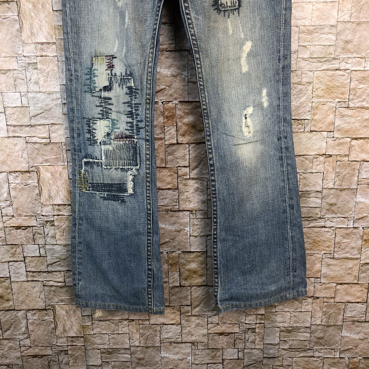 Japanese Brand A:R Blue Distressed ripped patchwork Denim Pants #A957 Size US 28 / EU 44 - 7 Thumbnail