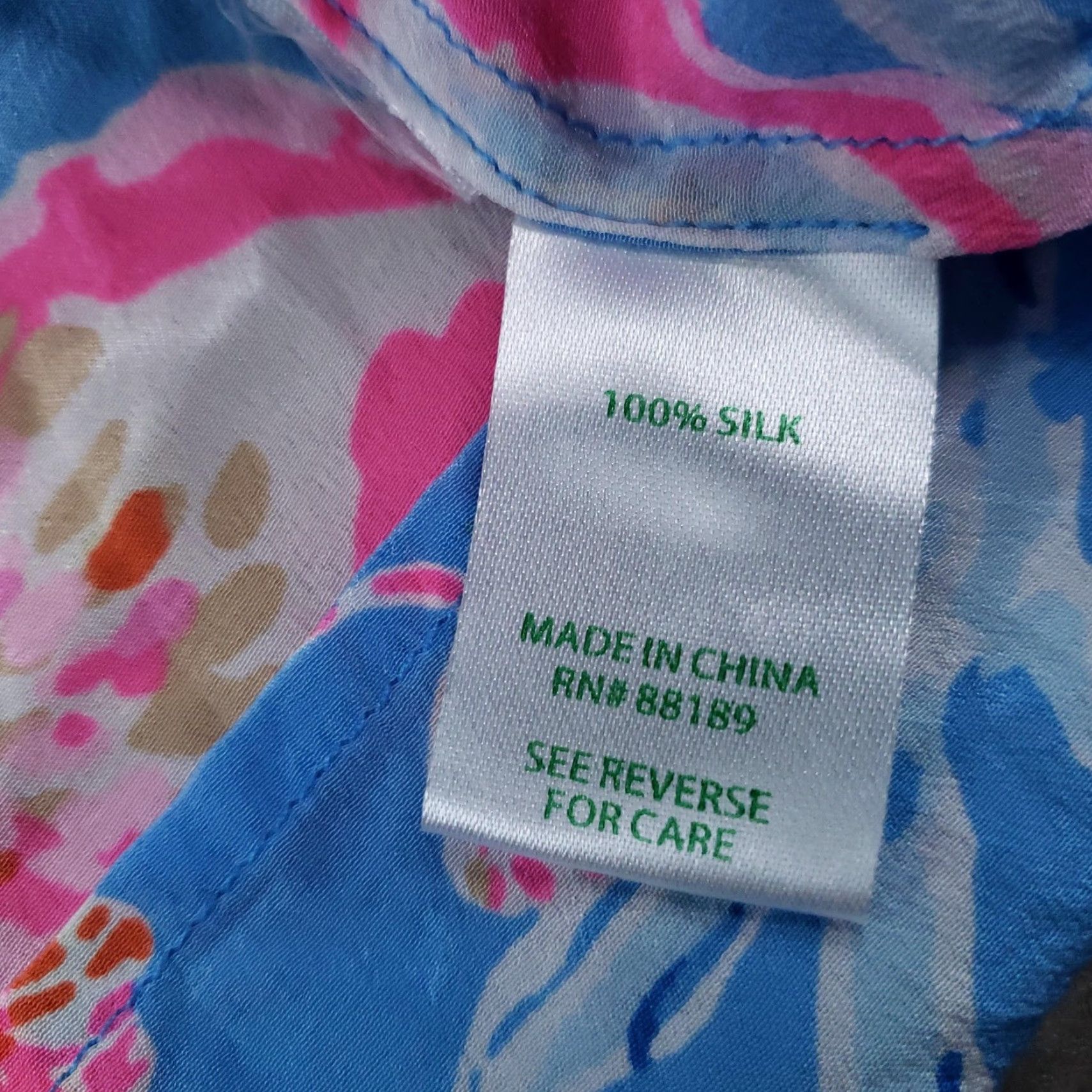 Lilly Pulitzer Lilly Pulitzer Shirt Womens XXS Blue Pink Floral 100% Silk Long Sleeve Top Size XXS / US 00 / IT 34 - 7 Thumbnail
