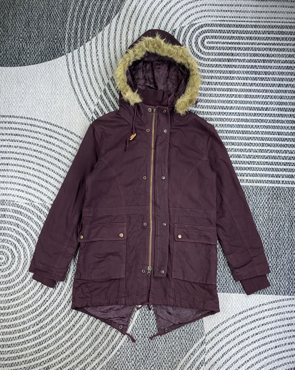 Hysteric Glamour Vtg Near Dark Maroon Fur Hooded Fishtail Parka Size US M / EU 48-50 / 2 - 5 Thumbnail