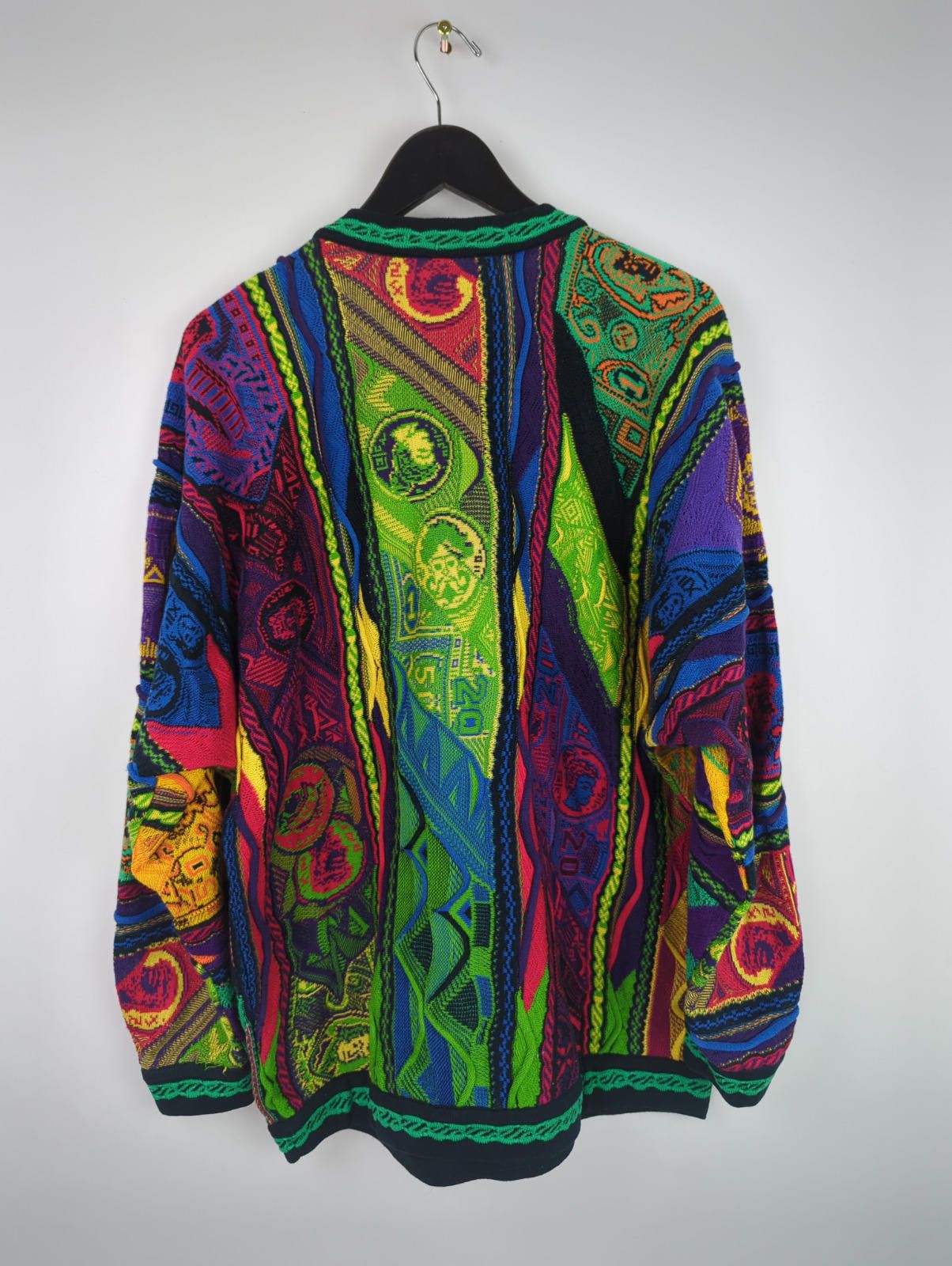 Coogi VTG COOGI Sz XL Knit RARE CURRENCY DESIGN Sweater Multicolor Size US XL / EU 56 / 4 - 7 Thumbnail