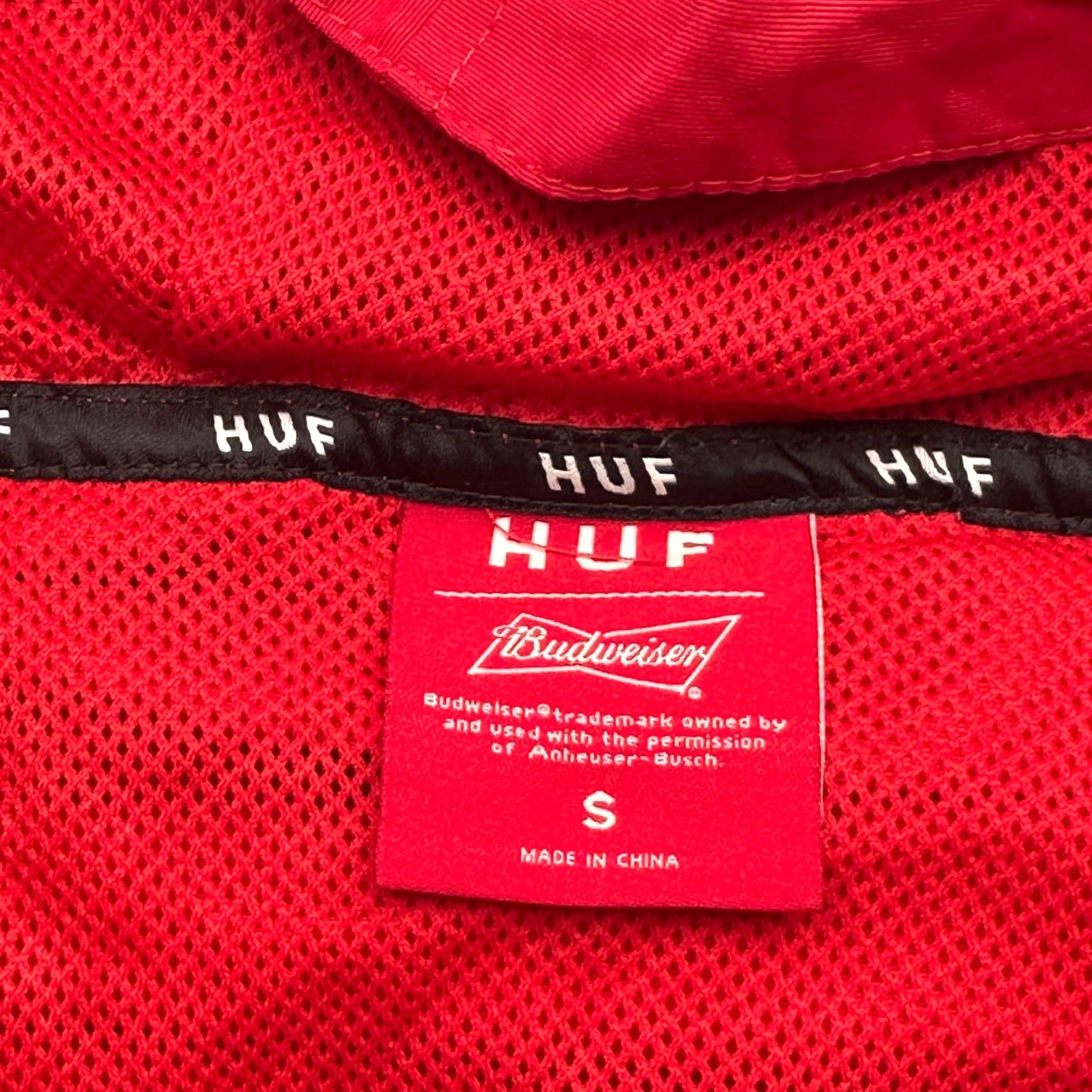 Huf HUF x Budweiser Anorak Windbreaker Jacket Mens Small Red Hooded 1/4 Zip Logo Size US S / EU 44-46 / 1 - 3 Thumbnail