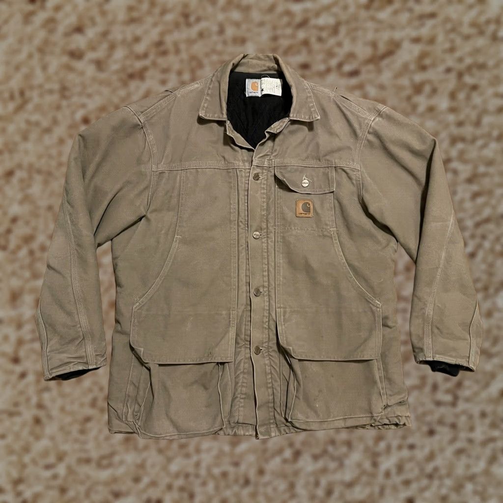 Carhartt VINTAGE Carhartt CQ5521 USA Duck Quilted Lined Button Coat Jacket Mens Large Beige Size US L / EU 52-54 / 3 - 1 Thumbnail