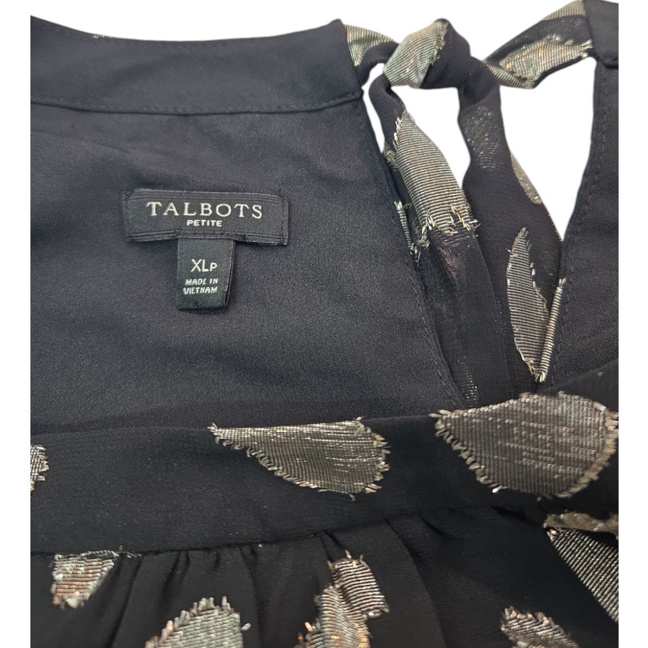 Other Talbots | Black & Silver, Clip Dot, Tie Back Blouse | Pet XL Size XL / US 12-14 / IT 48-50 - 9 Thumbnail