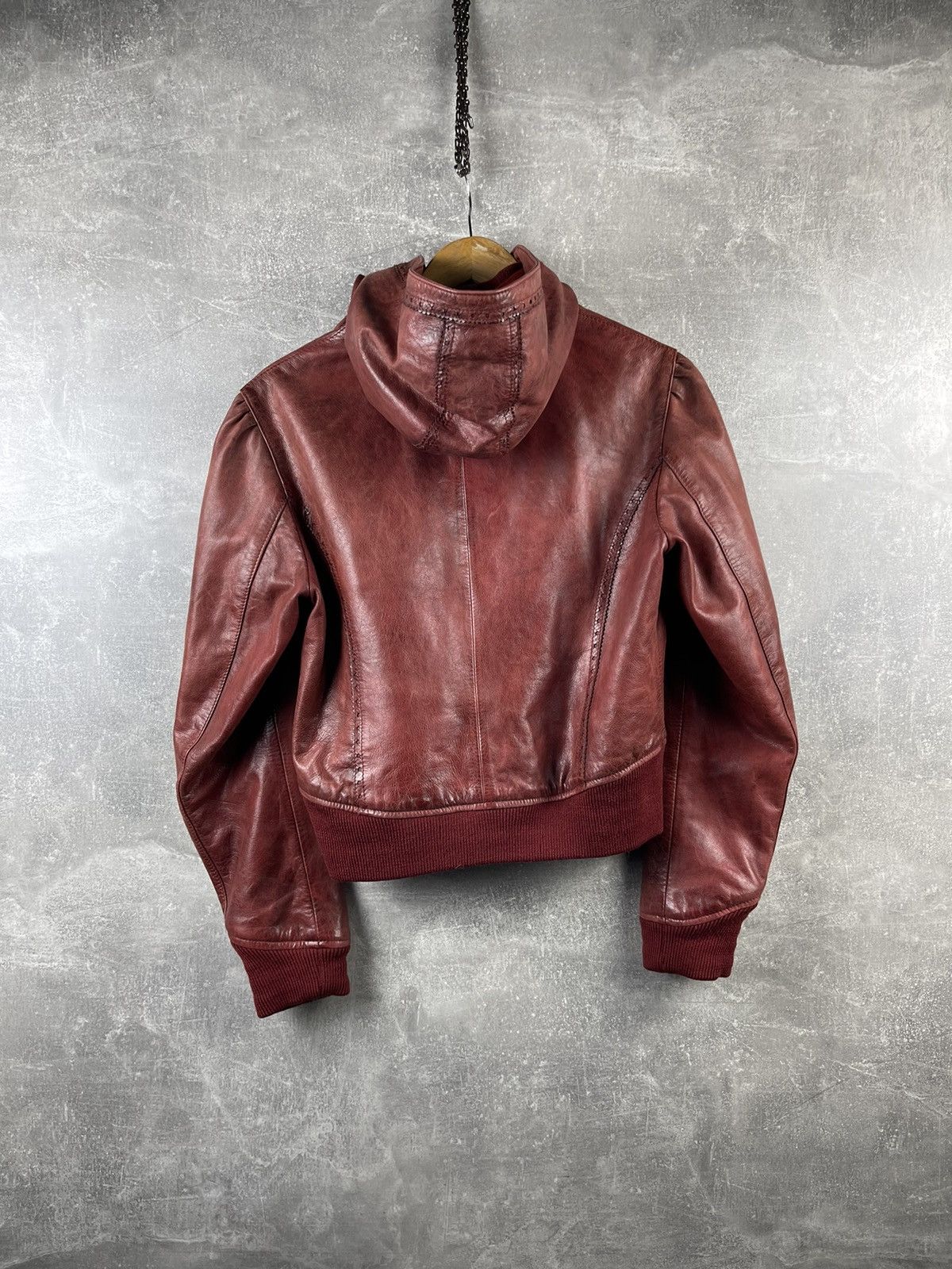 Belstaff Belstaff Gold Label Ladies Biker Hooded Red Leather Jacket Size M / US 6-8 / IT 42-44 - 5 Thumbnail