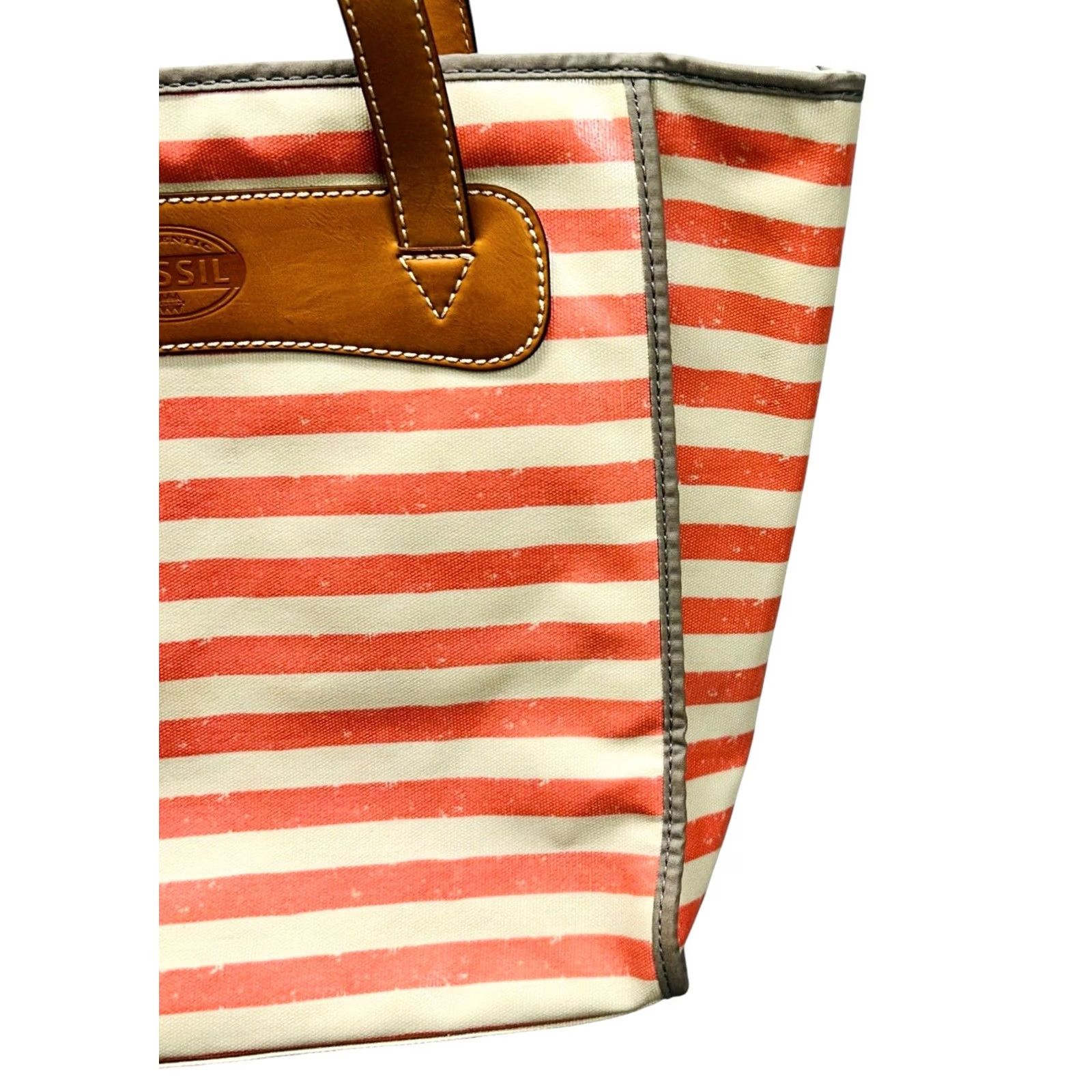 Fossil Fossil Coral Multi Pink Striped Shoulder Bag Women Tote Purse W/ Defects, New, with Stain On Top & Bottom, Email Pictures for Details Size ONE SIZE - 5 Thumbnail