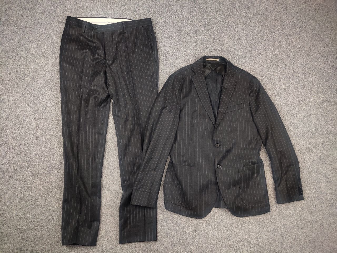 Paoloni Paoloni Quarantotto Reda Striped Unlined Blazer Pants Suit Size 48R - 18 Thumbnail