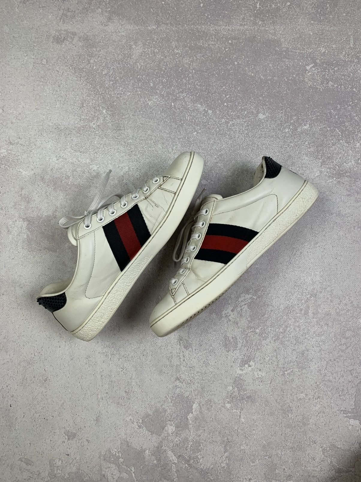 Gucci Gucci Ace White Leather Sneakers with Web Stripe – Size 7 Size US 7.5 / EU 40-41 - 16 Thumbnail