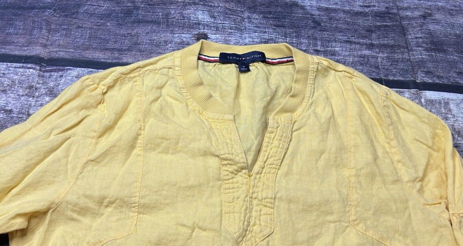 Tommy Hilfiger Tommy Hilfiger Linen Sweater Womens Medium Cotton Rib Yellow Size M / US 6-8 / IT 42-44 - 5 Thumbnail
