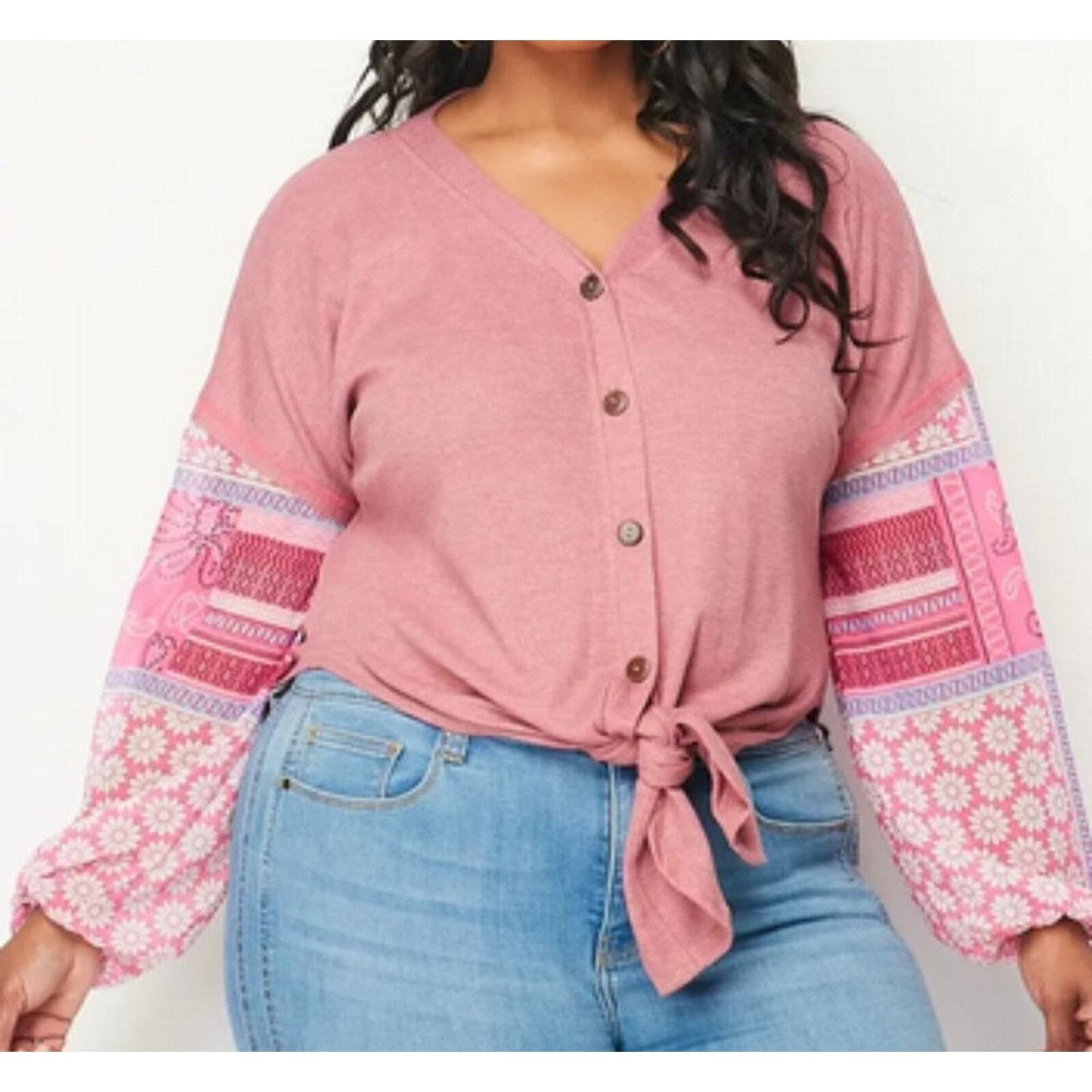 Other BAEA Bohemian Pink Brown Floral Button Down Cardigan Shirt 1 Size XL / US 12-14 / IT 48-50 - 1 Thumbnail