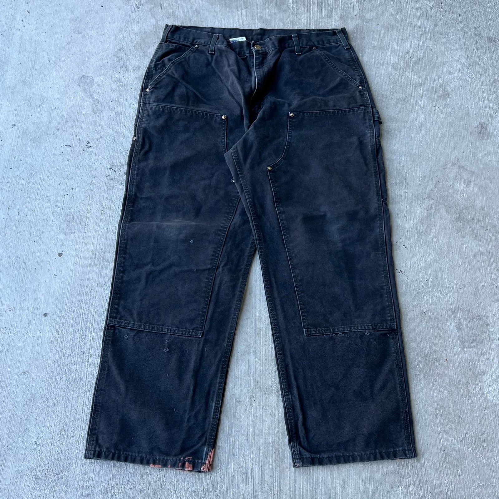 Carhartt × Vintage Carhartt faded black double knee work wear carpenter pants Size US 36 / EU 52 - 1 Thumbnail