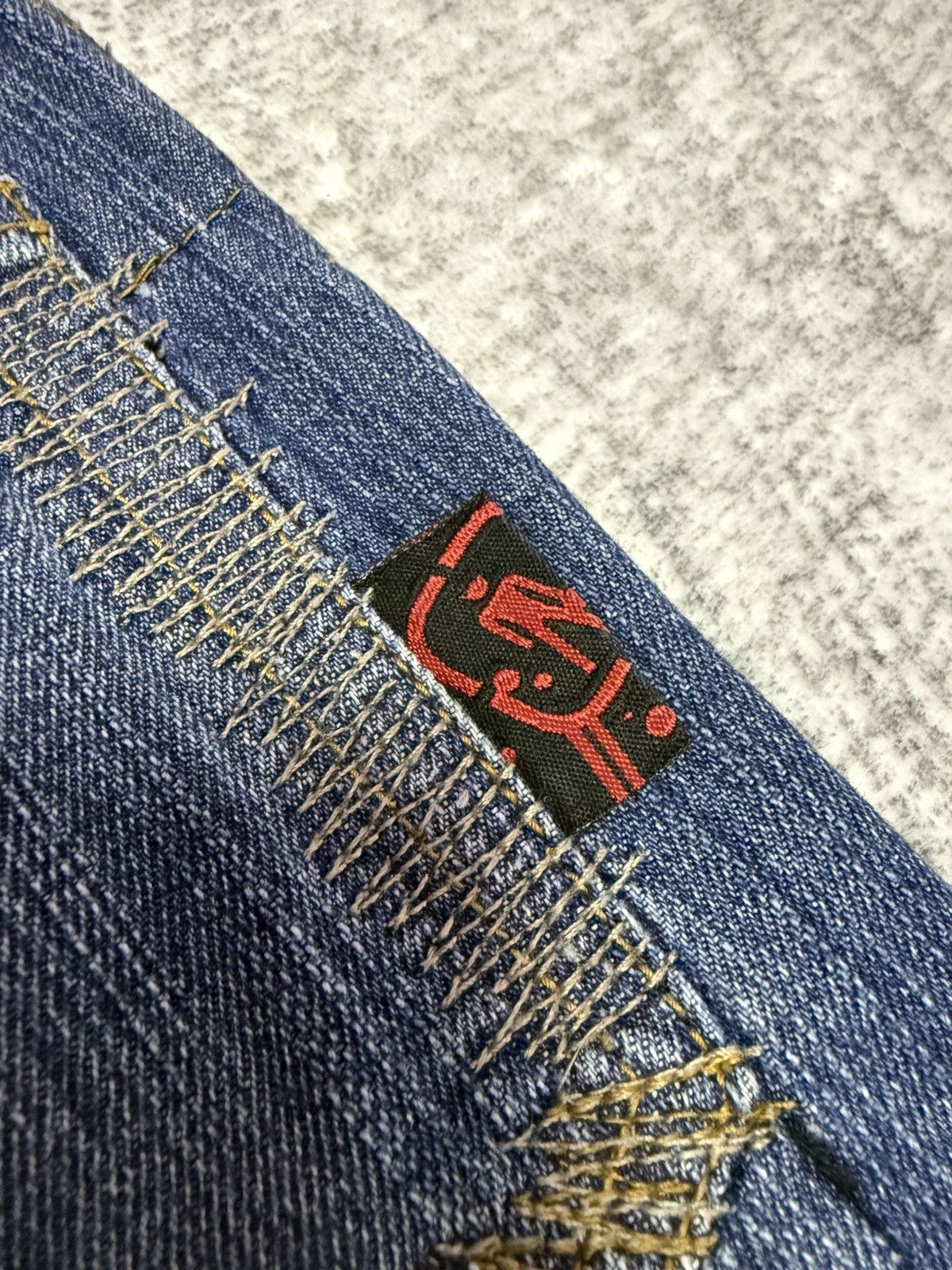 Hysteric Glamour × Japanese Brand Wild Chanel Destroyed Repaired Heavy Stitched Jeans Size US 30 / EU 46 - 24 Thumbnail