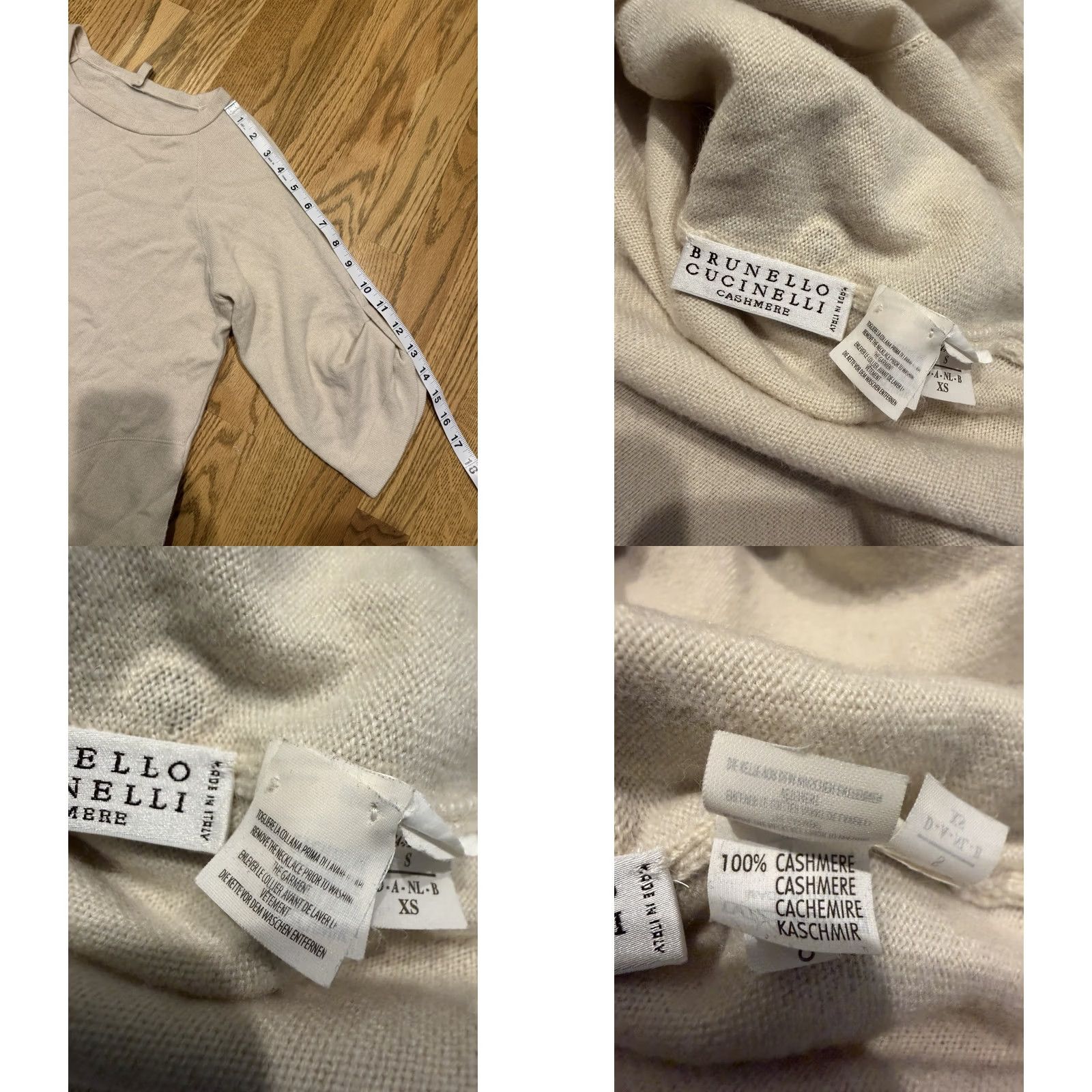 Brunello Cucinelli Brunello Cucinelli 100% Cashmere Short Roll Sleeve Sweater Womens Small Beige Size S / US 4 / IT 40 - 9 Thumbnail