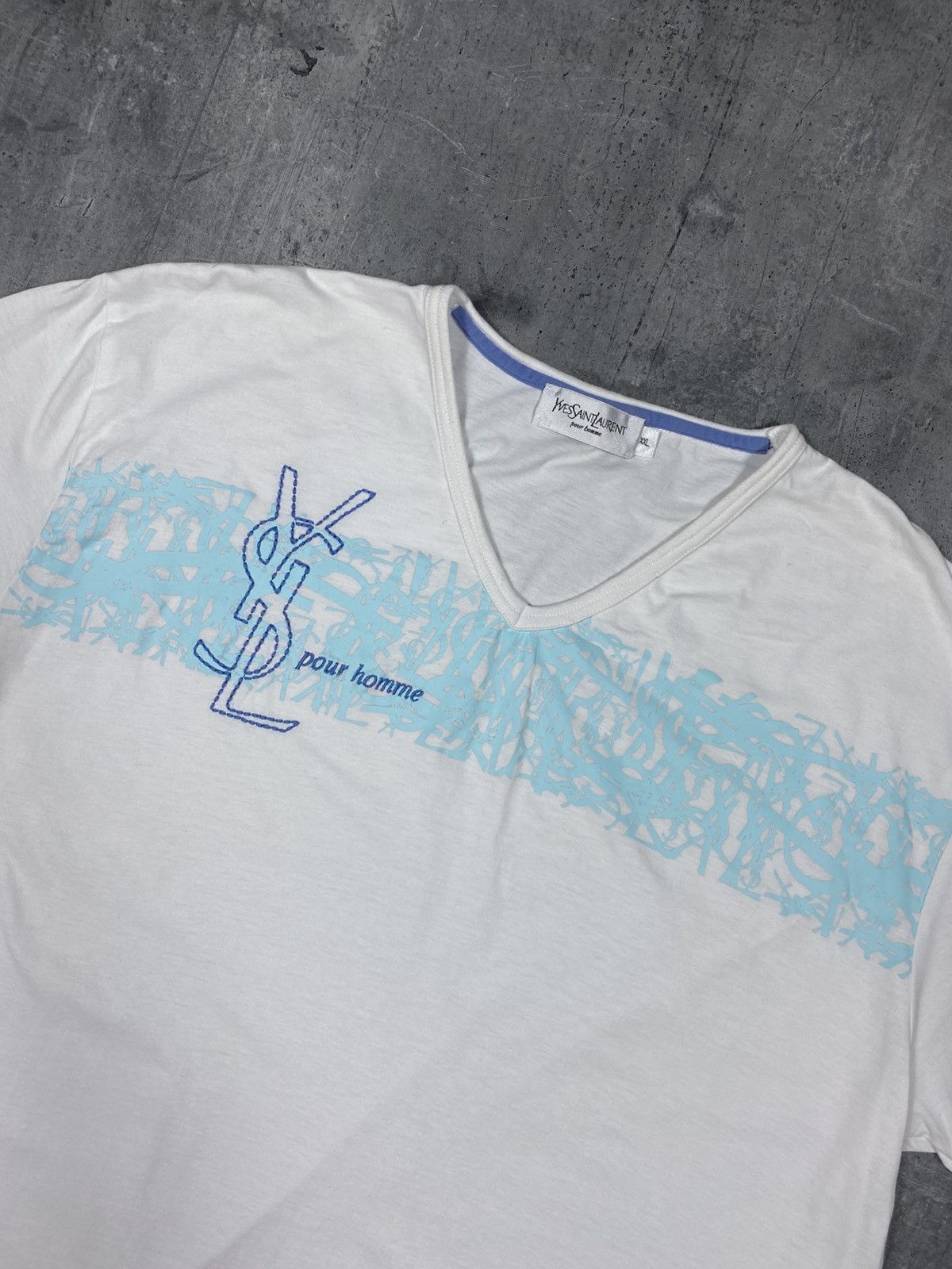 Yves Saint Laurent Vintage Yves Saint Laurent Big Logo Monogram tee ysl v-neck Size US XXL / EU 58 / 5 - 4 Thumbnail