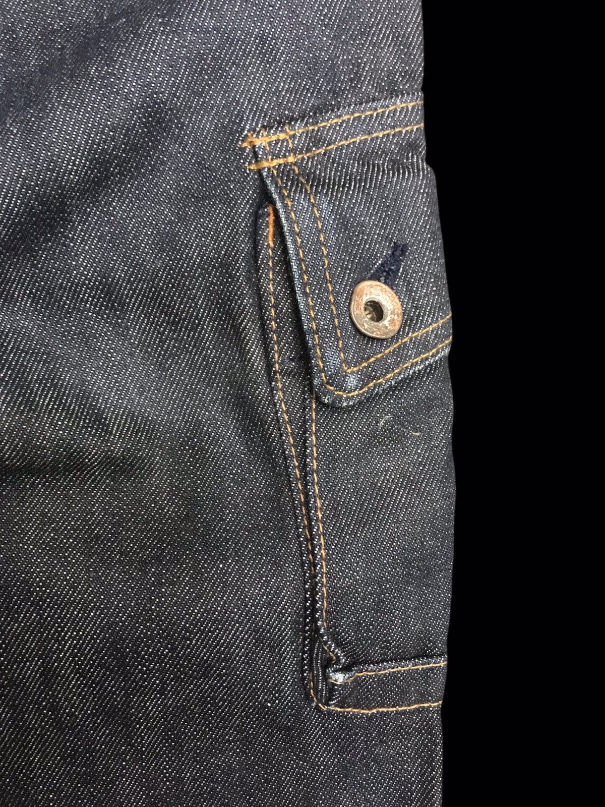 Japanese Brand 💥BIKER DENIM💥Raw SPELLBOUND Japan Sturdy Cargo Denim F208 Size US 35 - 13 Thumbnail