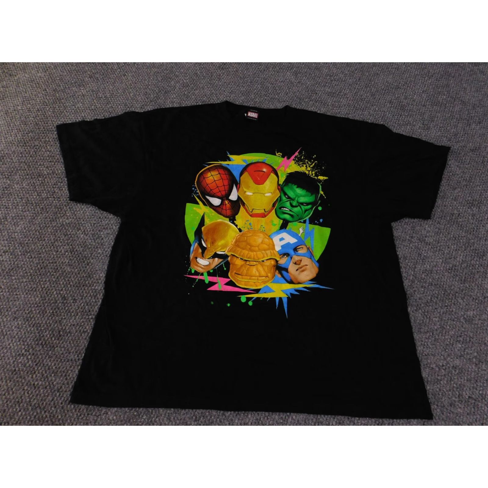 Vintage VINTAGE Marvel Shirt Mens 2XL Black Superhero Avengers Hulk Spiderman Iron Man Wolverine Captain America The Thing Size US XXL / EU 58 / 5 - 2 Thumbnail