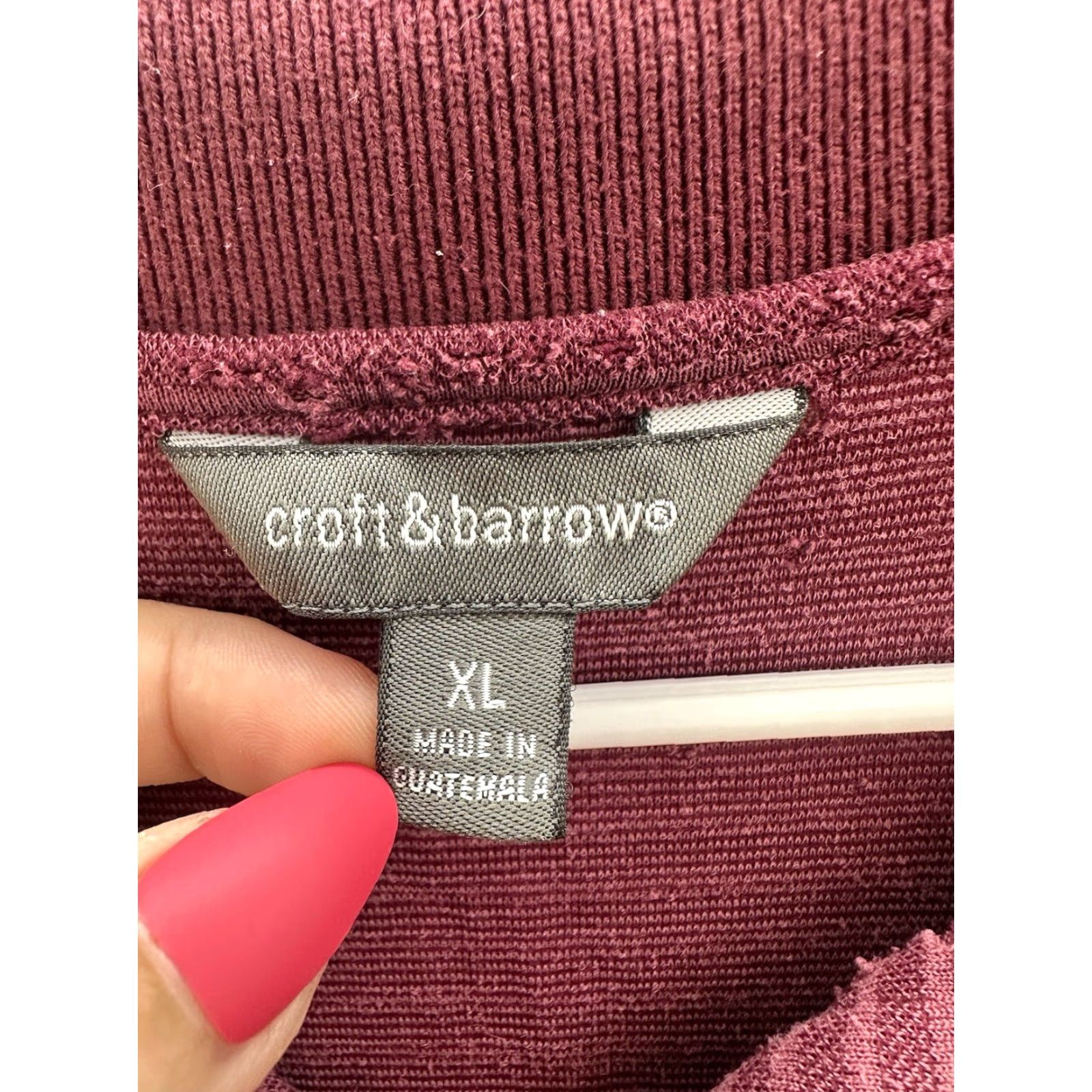 Croft & Barrow VINTAGE Croft & Barrow Mens Polo Shirt XL Maroon Striped Short Sleeve Collared Shirt Men Red Pattern Polo Size US XL / EU 56 / 4 - 5 Thumbnail