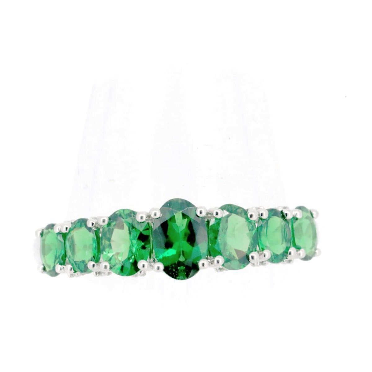 Luxuness Gstv Pt950 Green Garnet Diamond Ring Jewelry Metal Ring, Women's