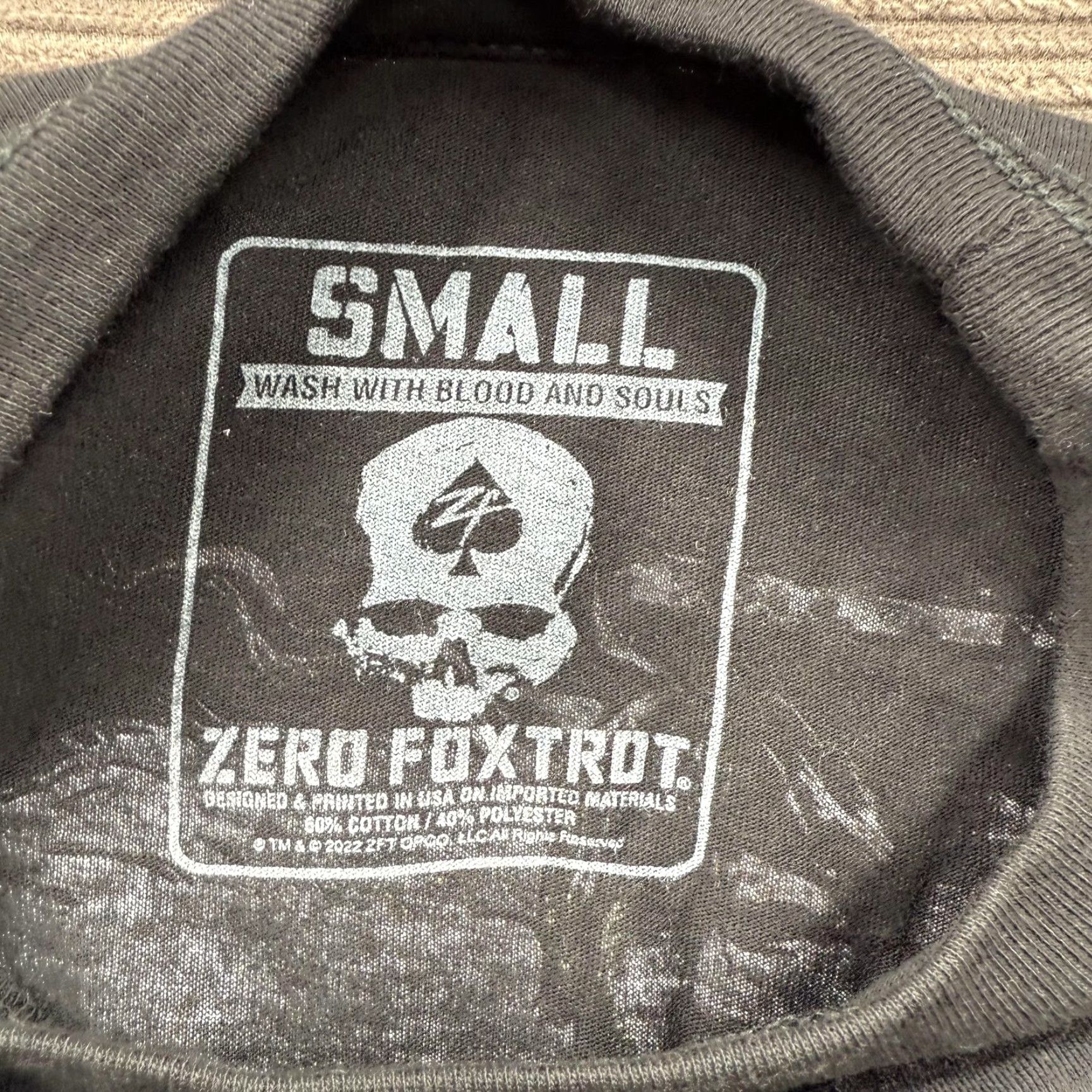 Vintage VINTAGE Zero Foxtrot Shirt Mens Small Black Death Fears Him Graphic Tee 1984 Military Size US S / EU 44-46 / 1 - 4 Thumbnail