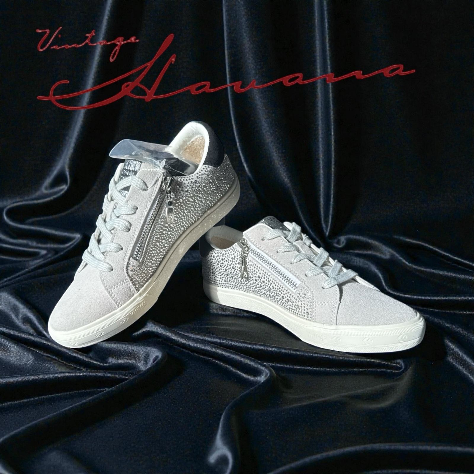 Vintage Havana Vintage Havana women's Vita's grey suede w/ rhinestones. Size US 6 / IT 36 - 1 Thumbnail