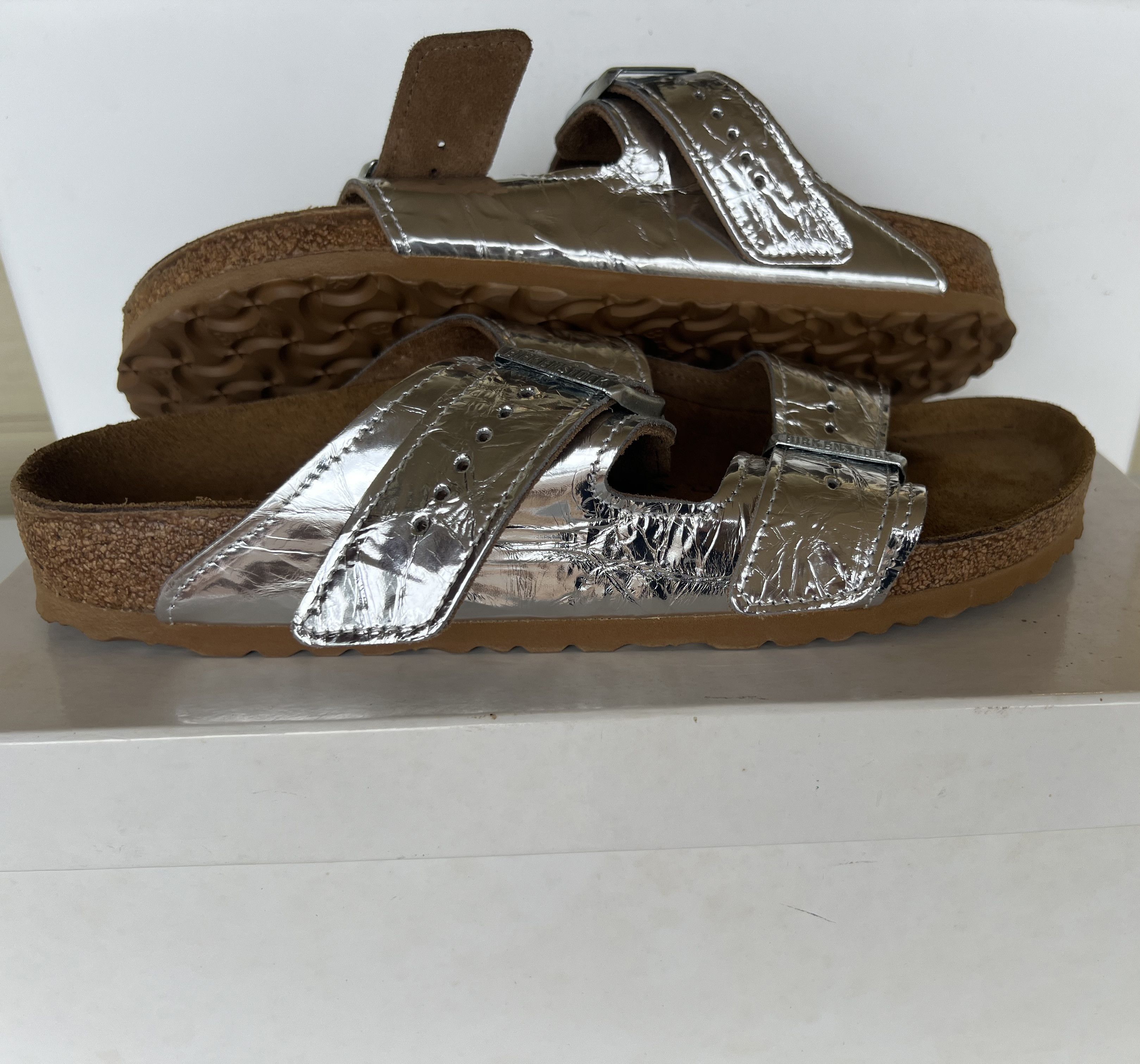 Birkenstock × Rick Owens Rick owens birkenstock silver metallic sandal Size US 11 / EU 44 - 7 Thumbnail