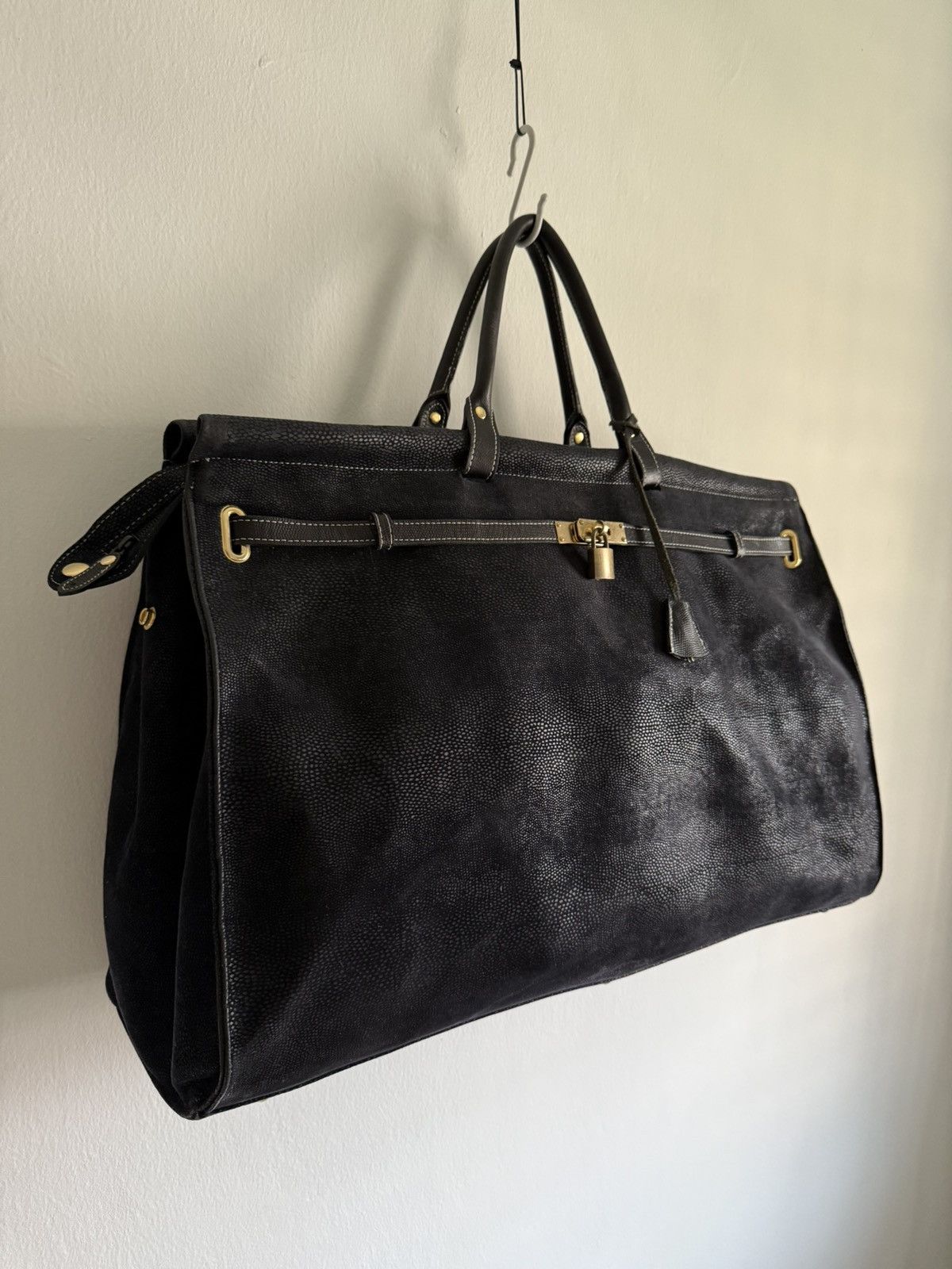 Vintage Black large leather Birkin tote bag Size ONE SIZE - 4 Thumbnail