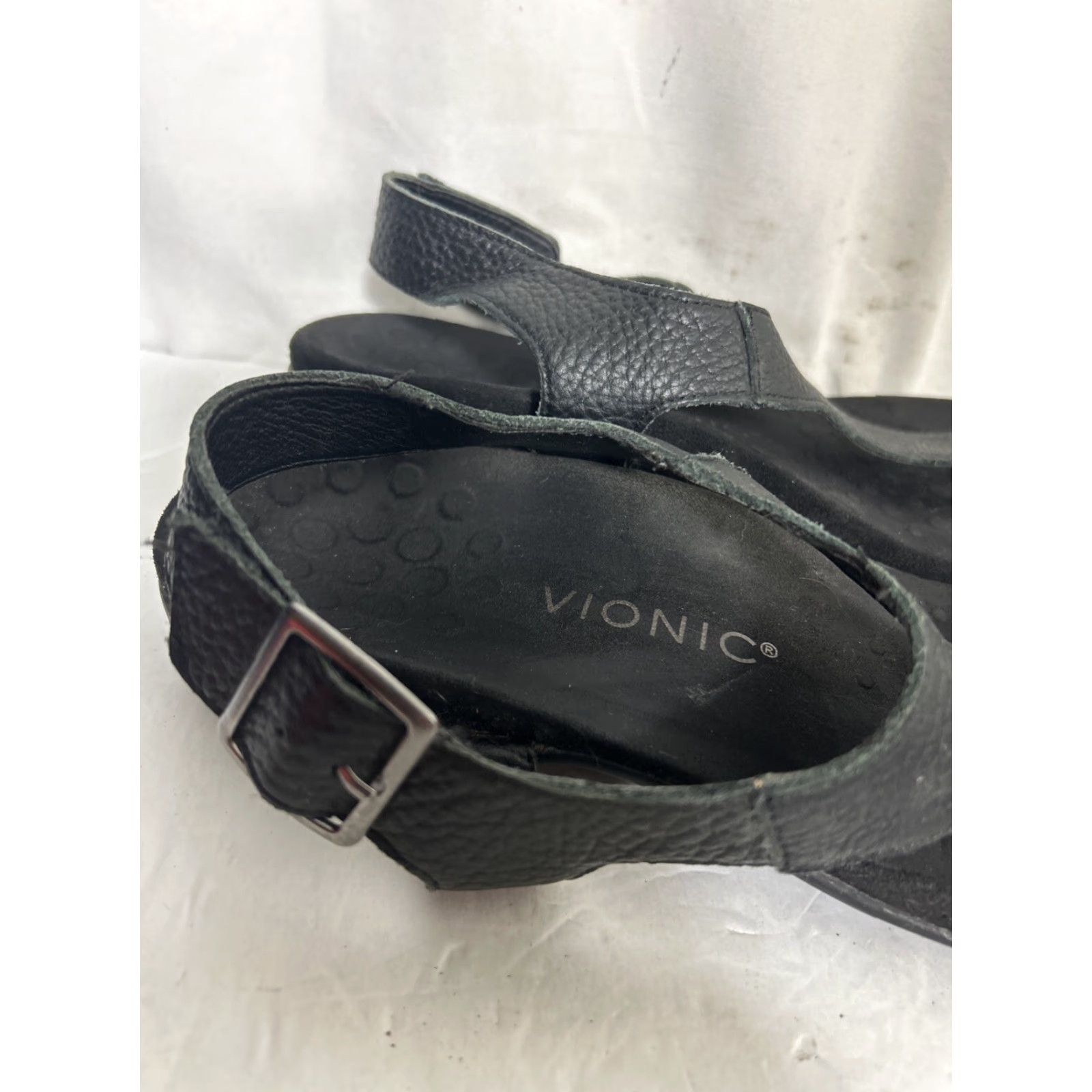 Vionic Vionic Terra Sandals Womens 9.5 Black Leather Comfort Casual Thong Summer Beach Women Flat Heel Size US 10 / IT 40 - 3 Thumbnail