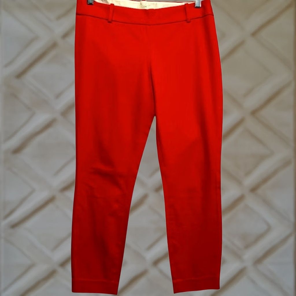 J.Crew J.CREW Minnie Ankle Pants Dress Pants Cropped Mid Rise Red Trouser Slim Fit Stretch Cotton Spandex Women's Size 4 Size 27" / US 4 / IT 40 - 1 Thumbnail