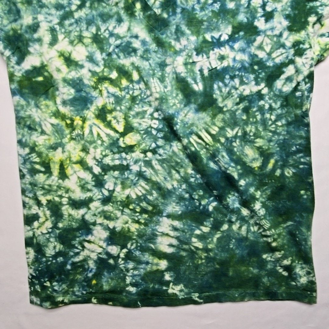 Hanes Vintage Tie Dye V-neck Shirt Green Blue XL Cotton Tee 90s Size XL / US 12-14 / IT 48-50 - 2 Thumbnail