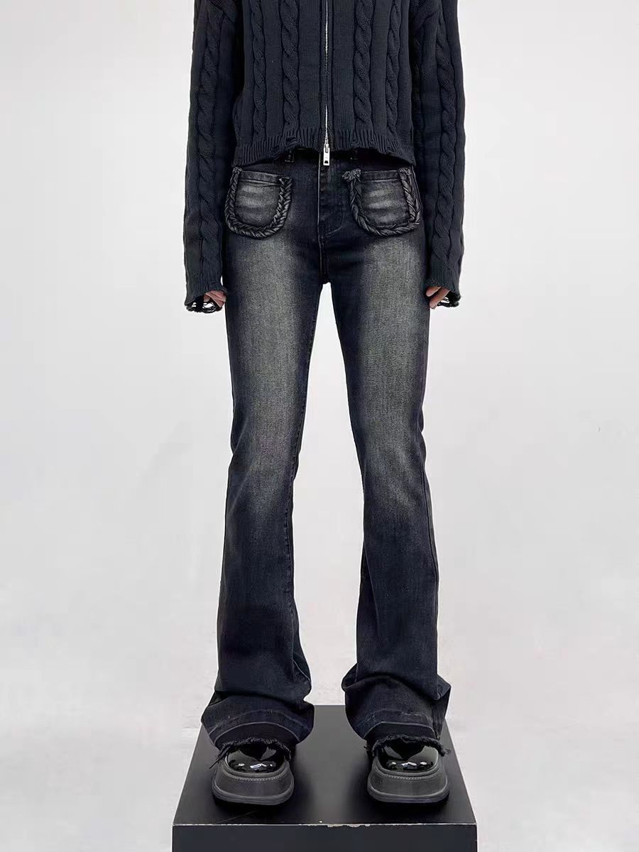 Japanese Brand × Jean Street wash skinny stretch micro-flared versatile jeans Size US 30 / EU 46 - 2 Thumbnail