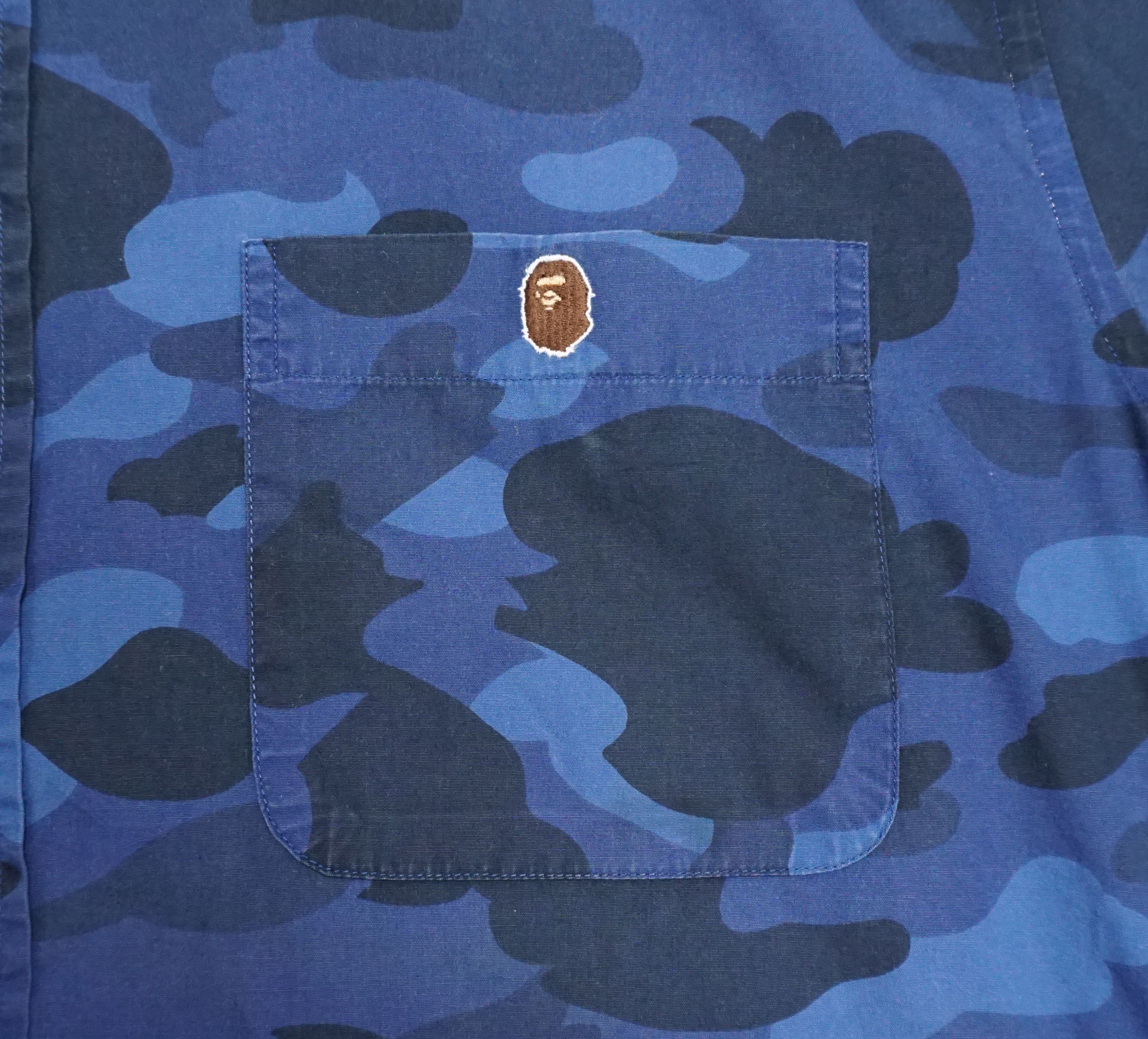 Bape × Vintage A Bathing Ape Blue Camouflage Button up Shirt Size US XL / EU 56 / 4 - 2 Thumbnail