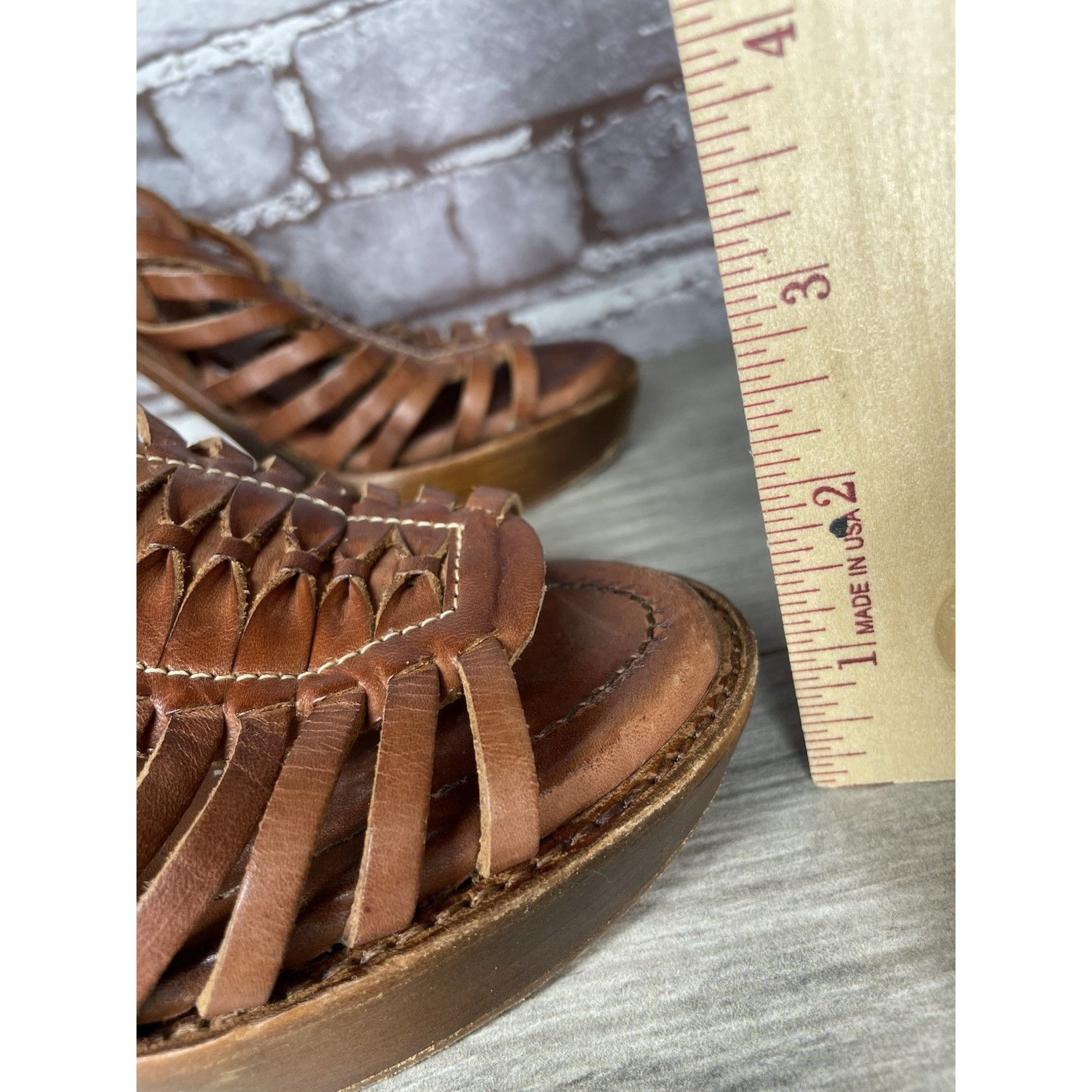Frye Frye Joy Brown Braided Leather Huarache Platform Heel Sandal Size US 6.5 / IT 36.5 - 9 Thumbnail
