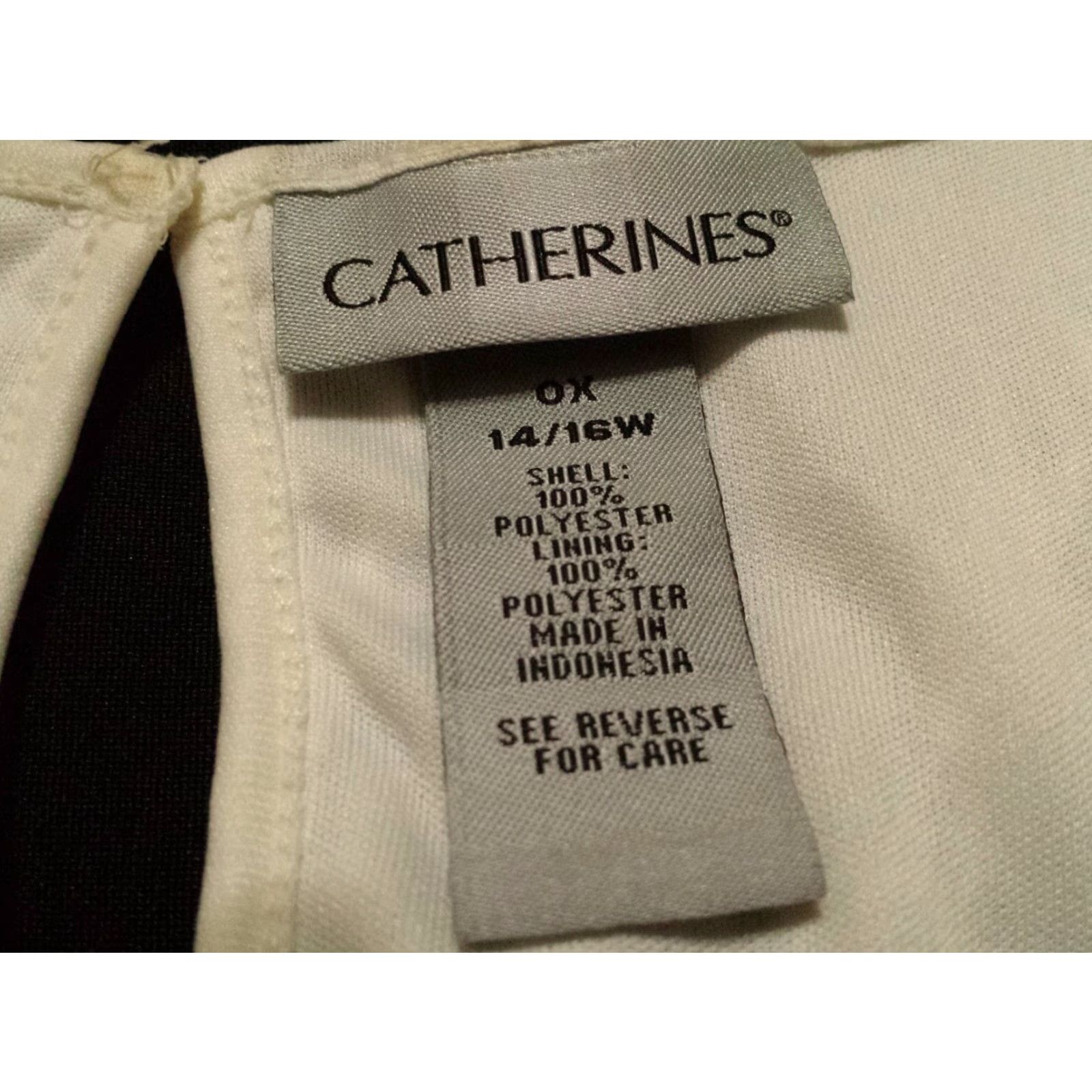 Vintage Catherines 0X Plus Shirt Long Sleeve Scoop Neck White Lace Geometric Polyester Casual Blouse Womens Size XL / US 12-14 / IT 48-50 - 5 Thumbnail