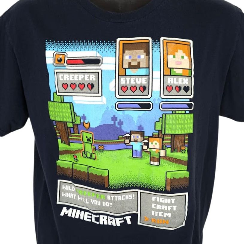 Vintage Minecraft T Shirt Mens Size Medium Black Creeper Steve Alex Sandbox Game Size US M / EU 48-50 / 2 - 2 Thumbnail