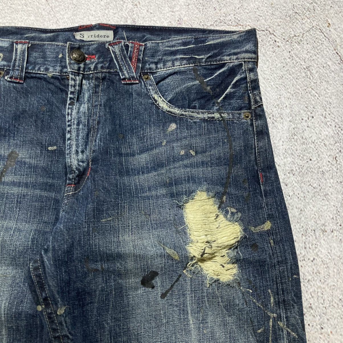 Japanese Brand 2000s Sorridere Distressed Ripped Denim Pants Y2k Grunge Size US 36 / EU 52 - 4 Thumbnail