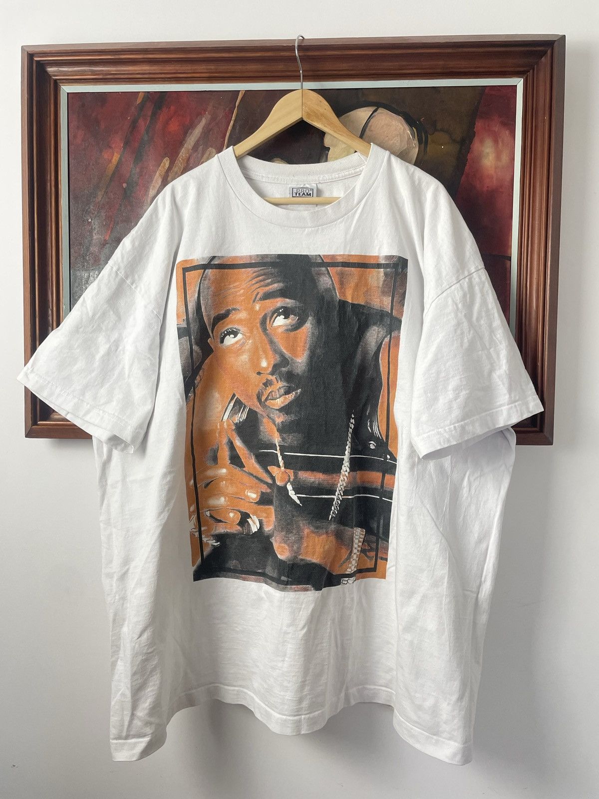 image of Rap Tees x Vintage Rap Tee 2Pac Oversize Baggy Fit 90's Y2K Streetwear in White, Men's (Size 2XL)