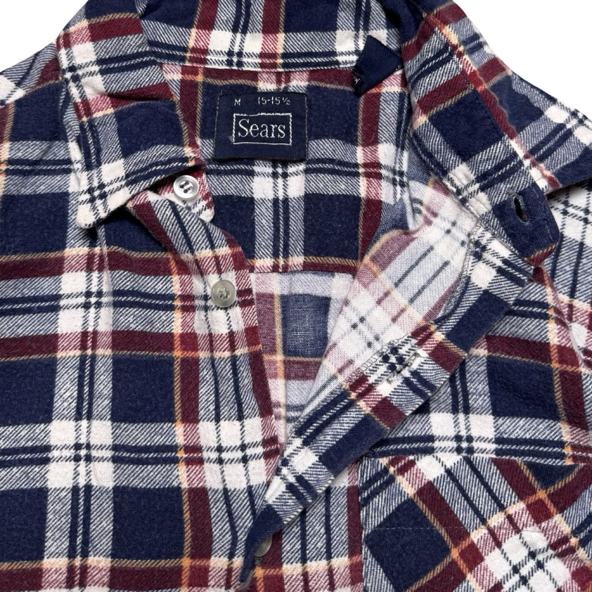 Sears Vintage Sears Button Flannel Shirt Plaid Missing Button Size US M / EU 48-50 / 2 - 3 Thumbnail