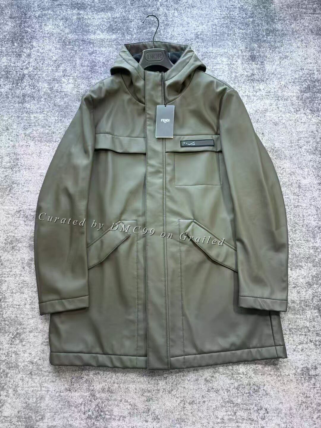 Fendi Fendi Dark Green Eco-Leather Coat Size US M / EU 48-50 / 2 - 1 Thumbnail