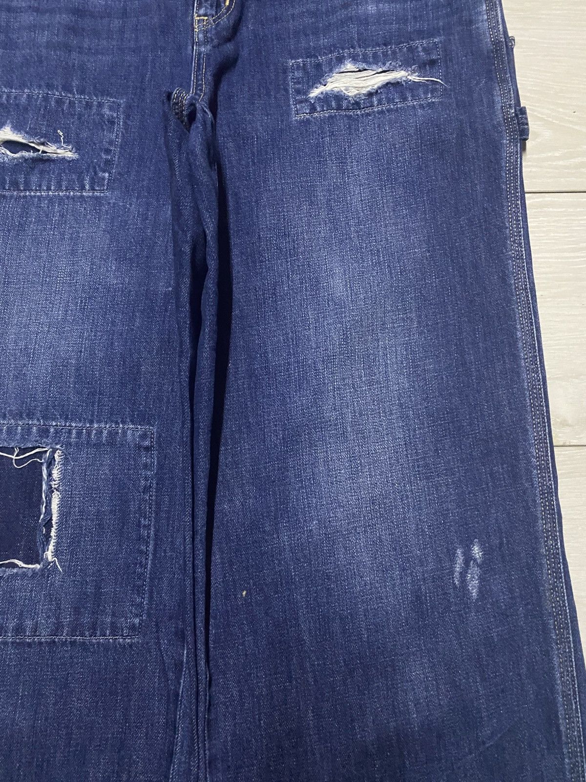 Japanese Brand Vintage Edwin Blue Wash Patches Distressed Super Baggy Jeans Size US 31 - 8 Thumbnail