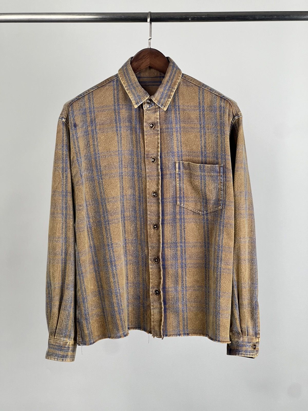 image of John Elliott Flannel Shirt M in Brown, Men's (Size Medium)