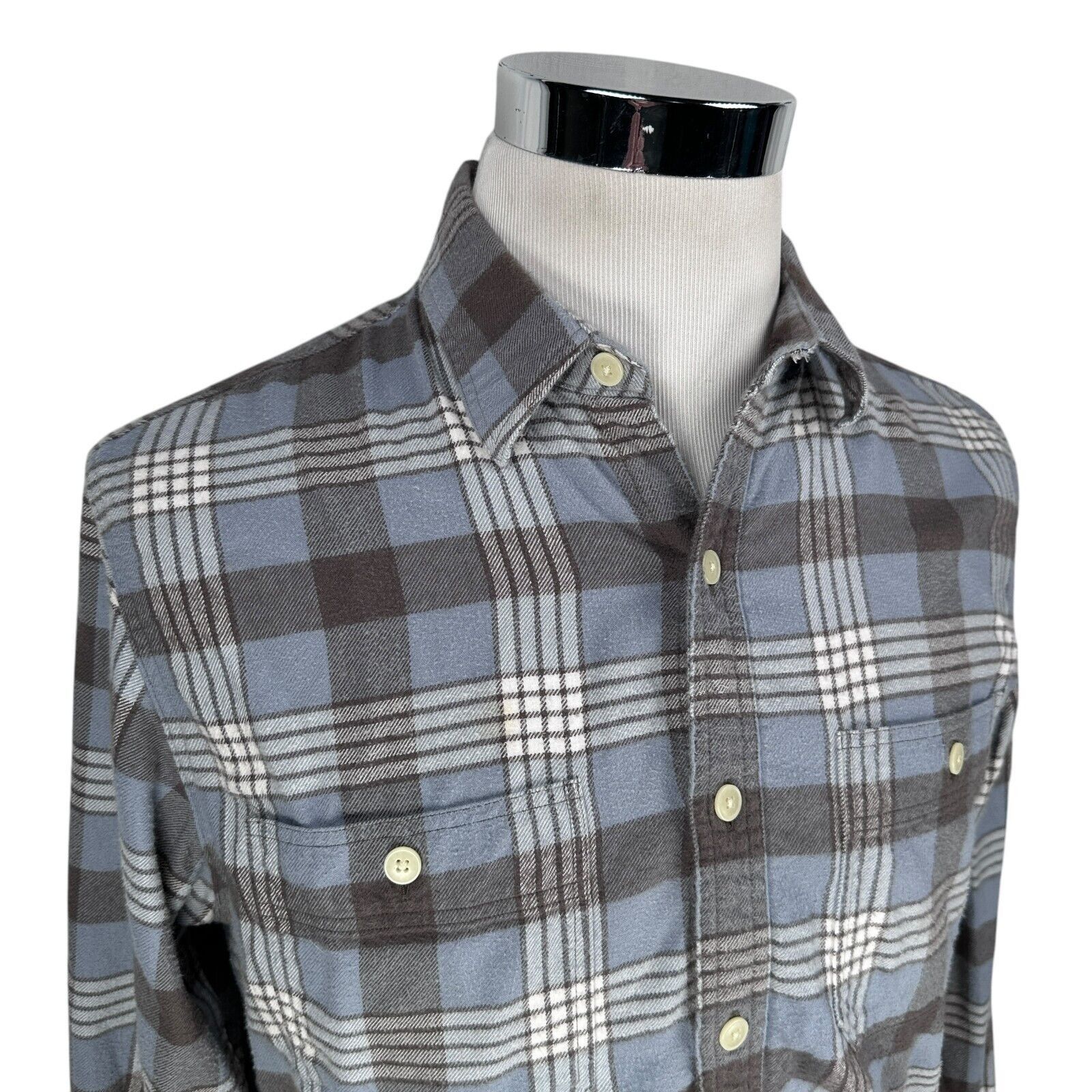 J.Crew J.Crew Flannel Shirt Mens Medium Gray Blue Plaid Button Up Size US M / EU 48-50 / 2 - 2 Thumbnail