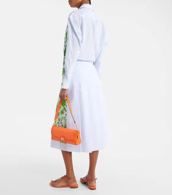 Gucci o1la5ras0526 Flowers Striped Cotton Midi Skirt in Multicolor Size 28" / US 6 / IT 42 - 3 Thumbnail