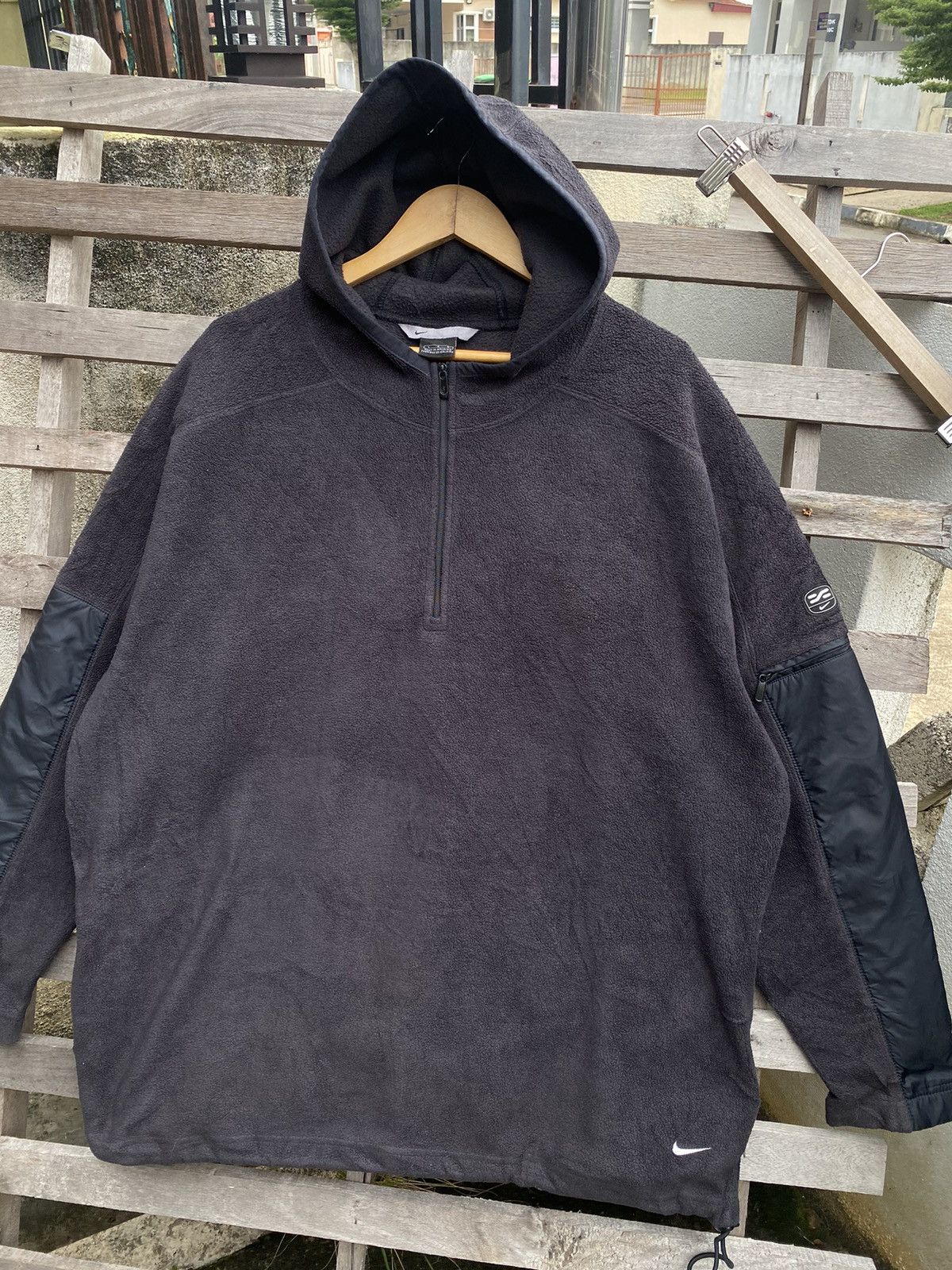 Nike ❗️Oversizes ❗️ Vintage 90s Nike Half Zip Black Fleece Hoodie Size US XXL / EU 58 / 5 - 2 Thumbnail