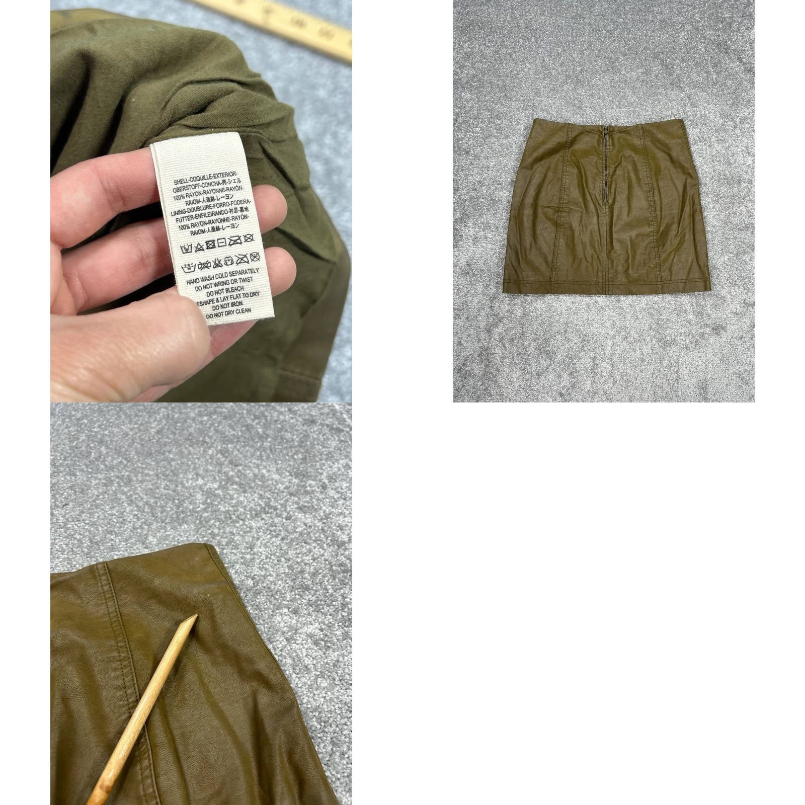 Free People VINTAGE Free People Skirt Womens 8 Brown Faux Leather Mini Stains Size 30" / US 8 / IT 44 - 8 Thumbnail