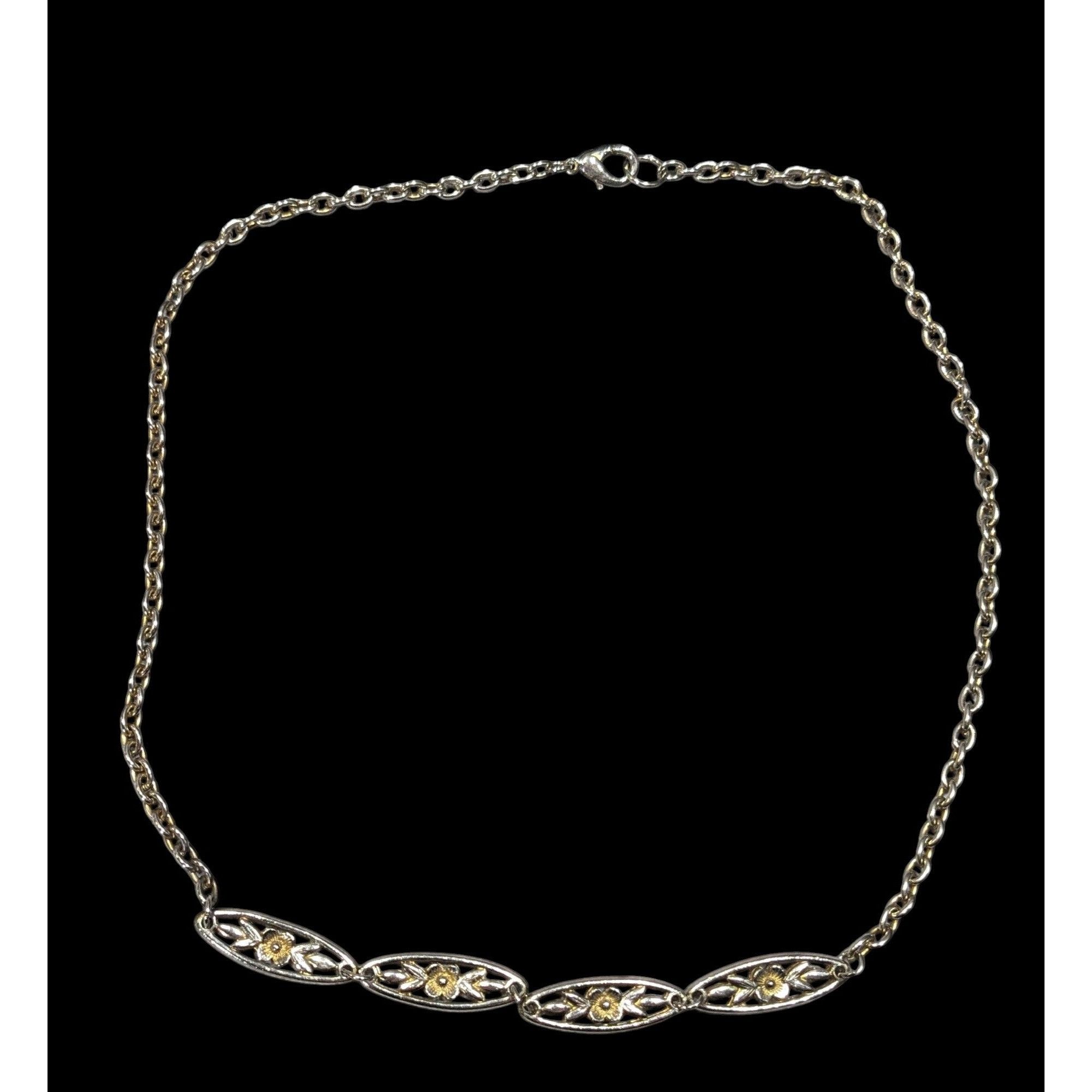 Other Vintage Floral Silver And Gold Tone Necklace Size ONE SIZE - 1 Thumbnail