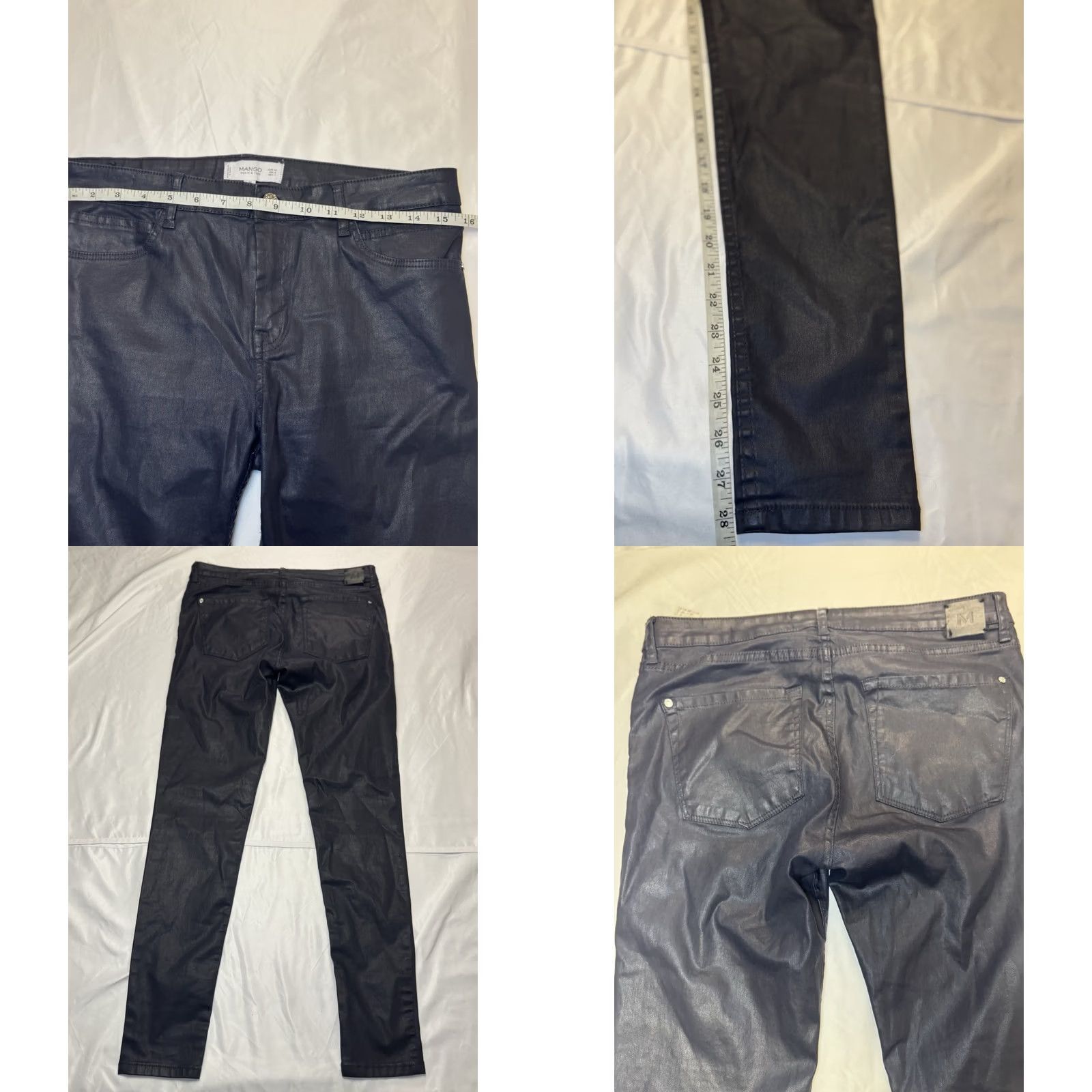 Mango Mango Belle Dark Blue Cotton Pants Stretch Fit Shimmer Women’s 8 Size 30" / US 8 / IT 44 - 8 Thumbnail
